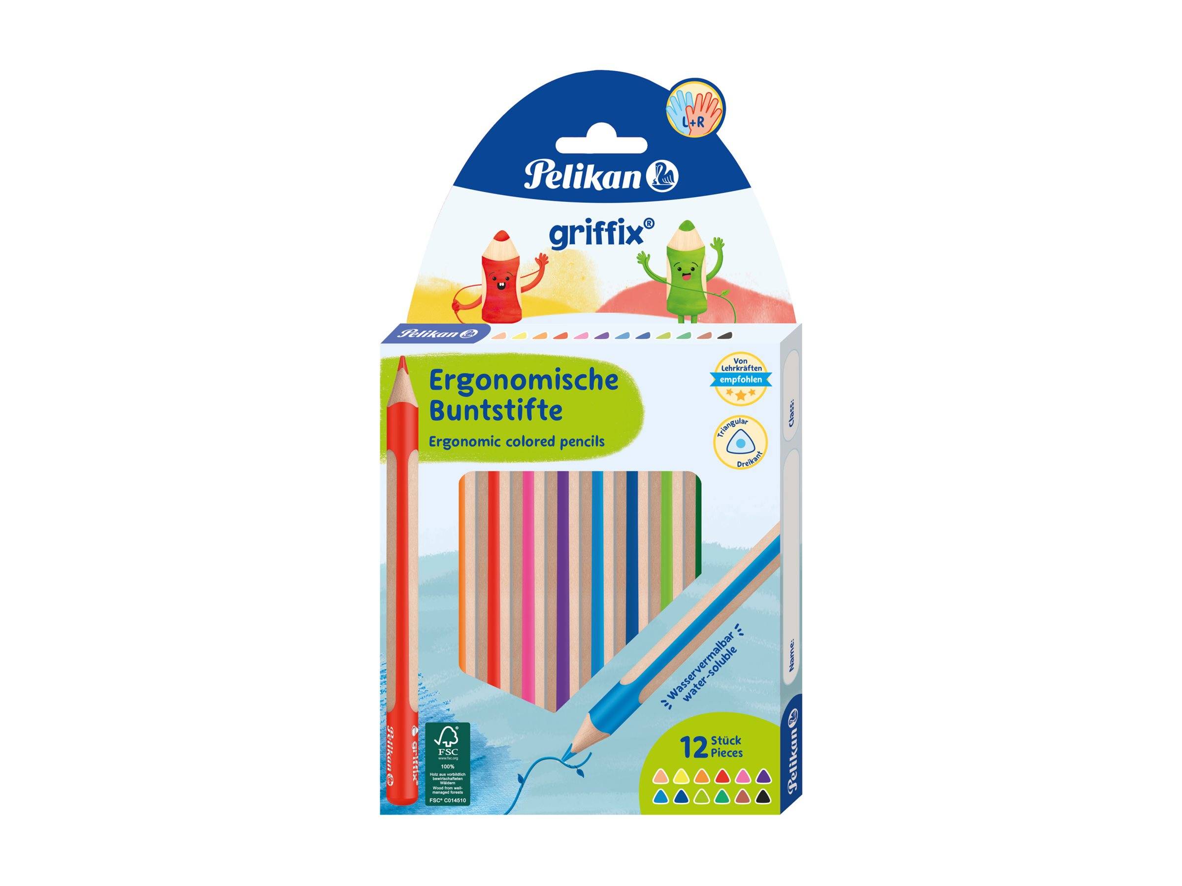ELBA Pelikan Griffix - Farbstift - gemischte Farben - 4 mm (Packung mit 12)