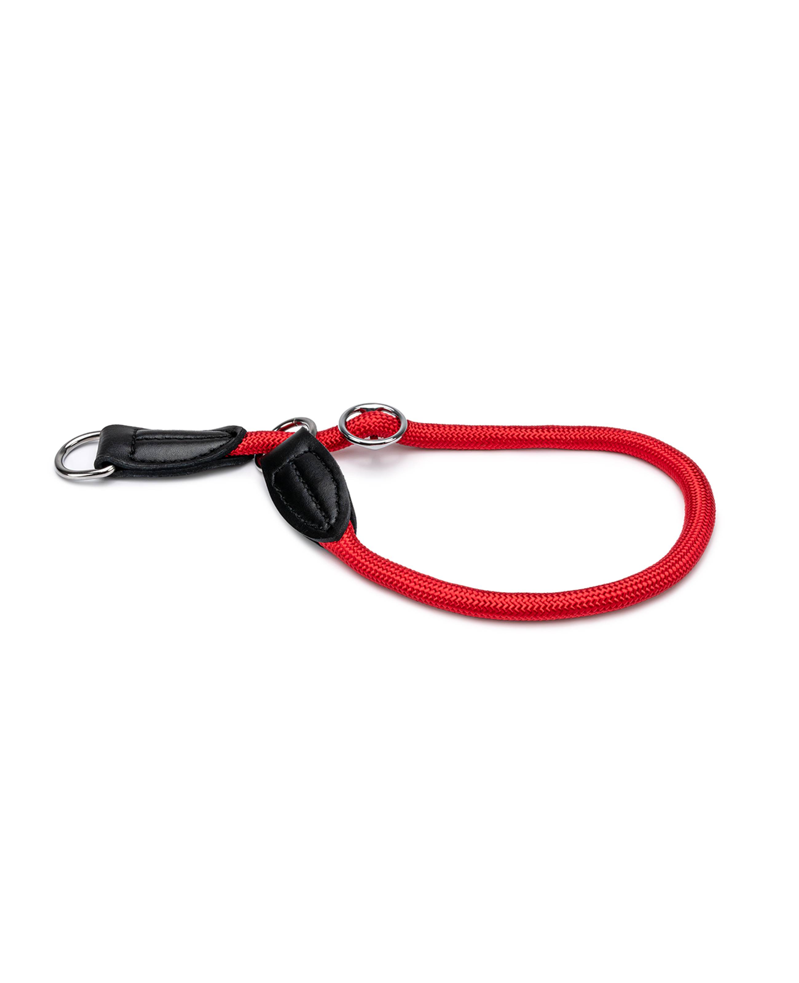 lionto Zugstopp-Halsband, verstellbar & leicht, Retrieverhalsband aus Nylon mit Stoppring, Länge 35 cm, Durchmesser 0,8 cm, rot