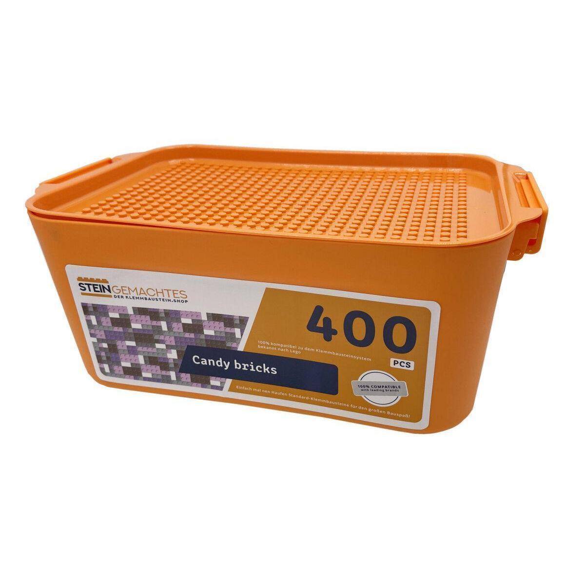 CANDY-BRICKS - Kazi Candy Bricks-Box mit 400 Plates in Grau - Lila - Rosa - Braun