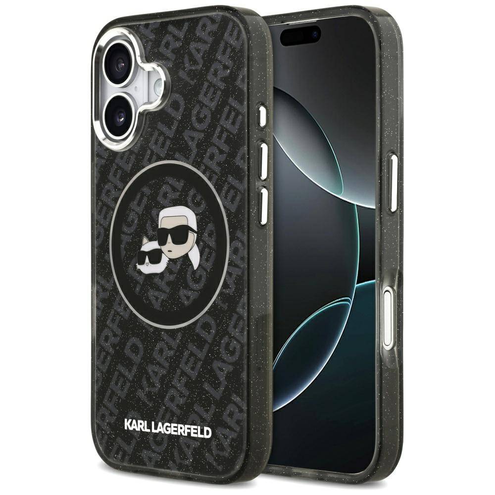 Hülle Karl Lagerfeld MagSafe iPhone 17 Kunststoff schwarz Glitzer Logo