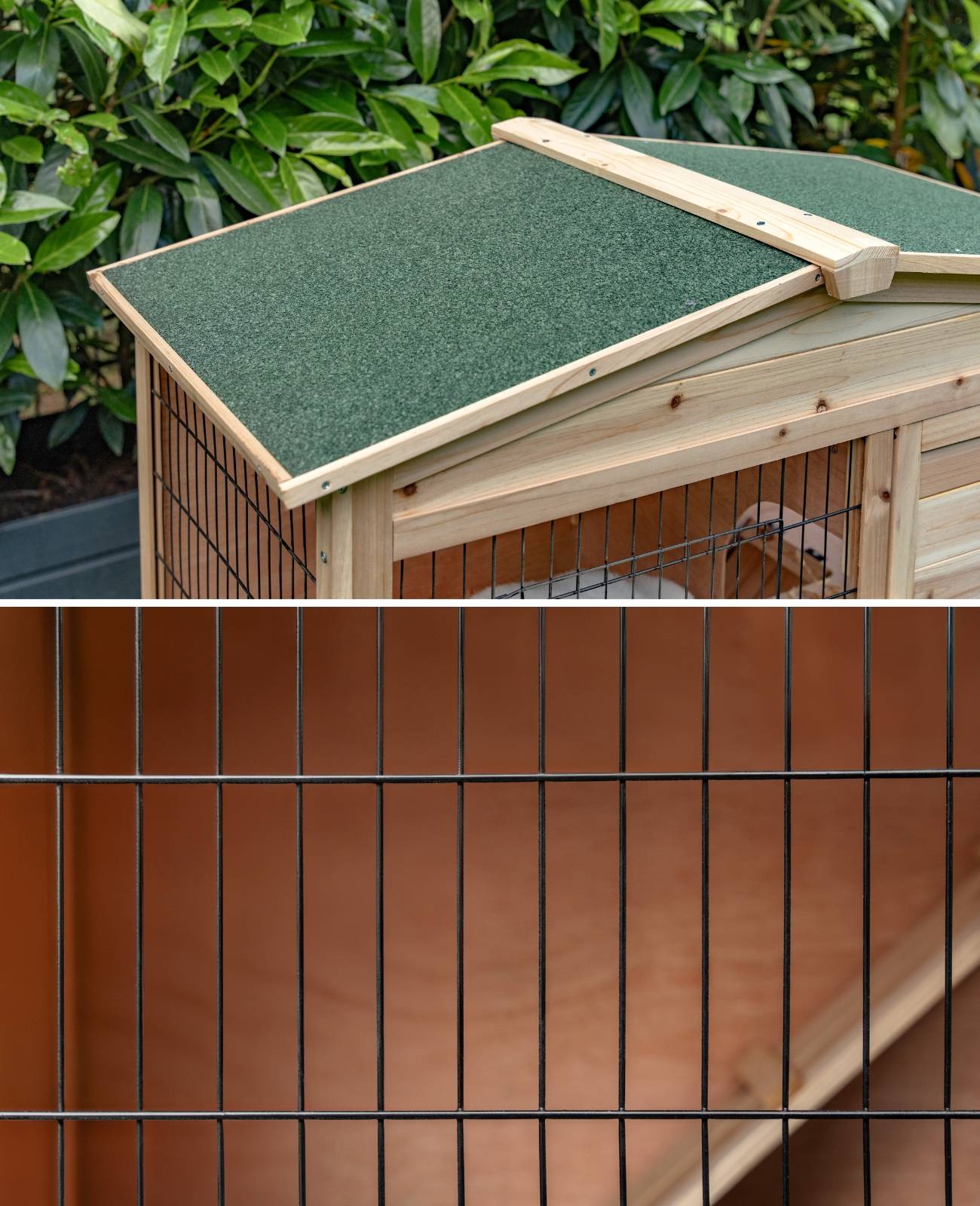 lionto Kaninchenstall, zweistöckiger Kleintierstall aus Tannenholz mit Rampe, 4 Türen & Bitumendach, wetterfest & sicher, 98x54x100 cm