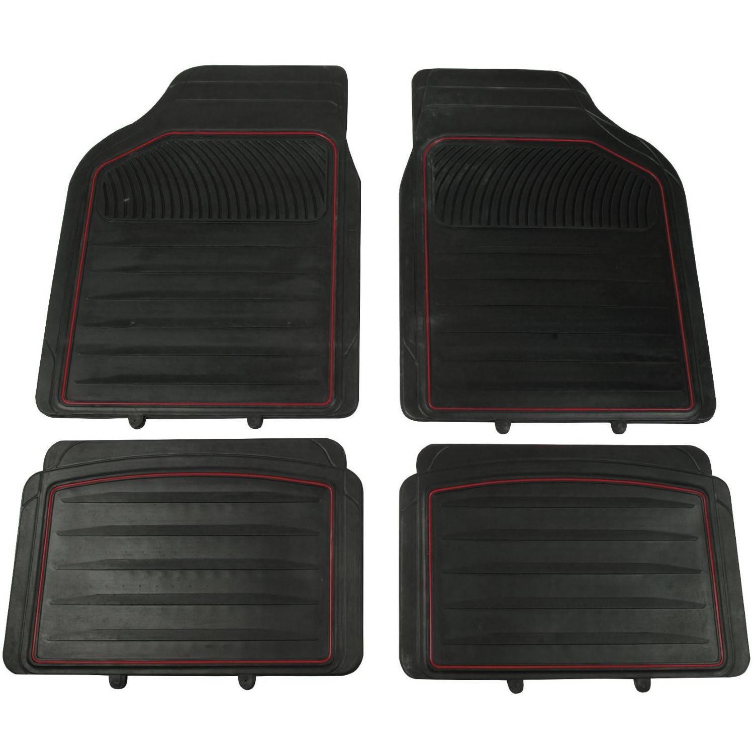 Automatten Set Gummi 4-teilig Schwarz/Rot