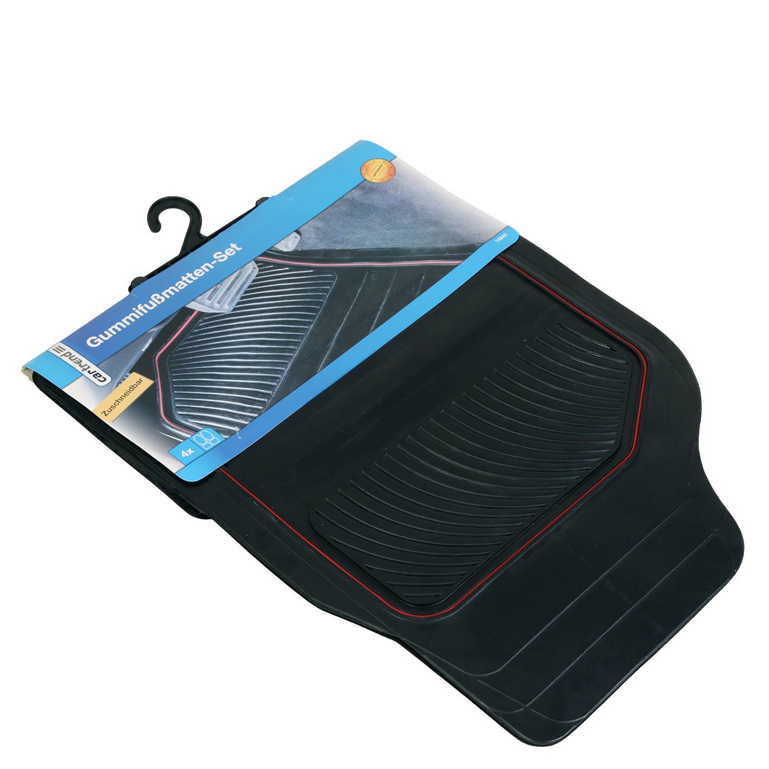 Automatten Set Gummi 4-teilig Schwarz/Rot