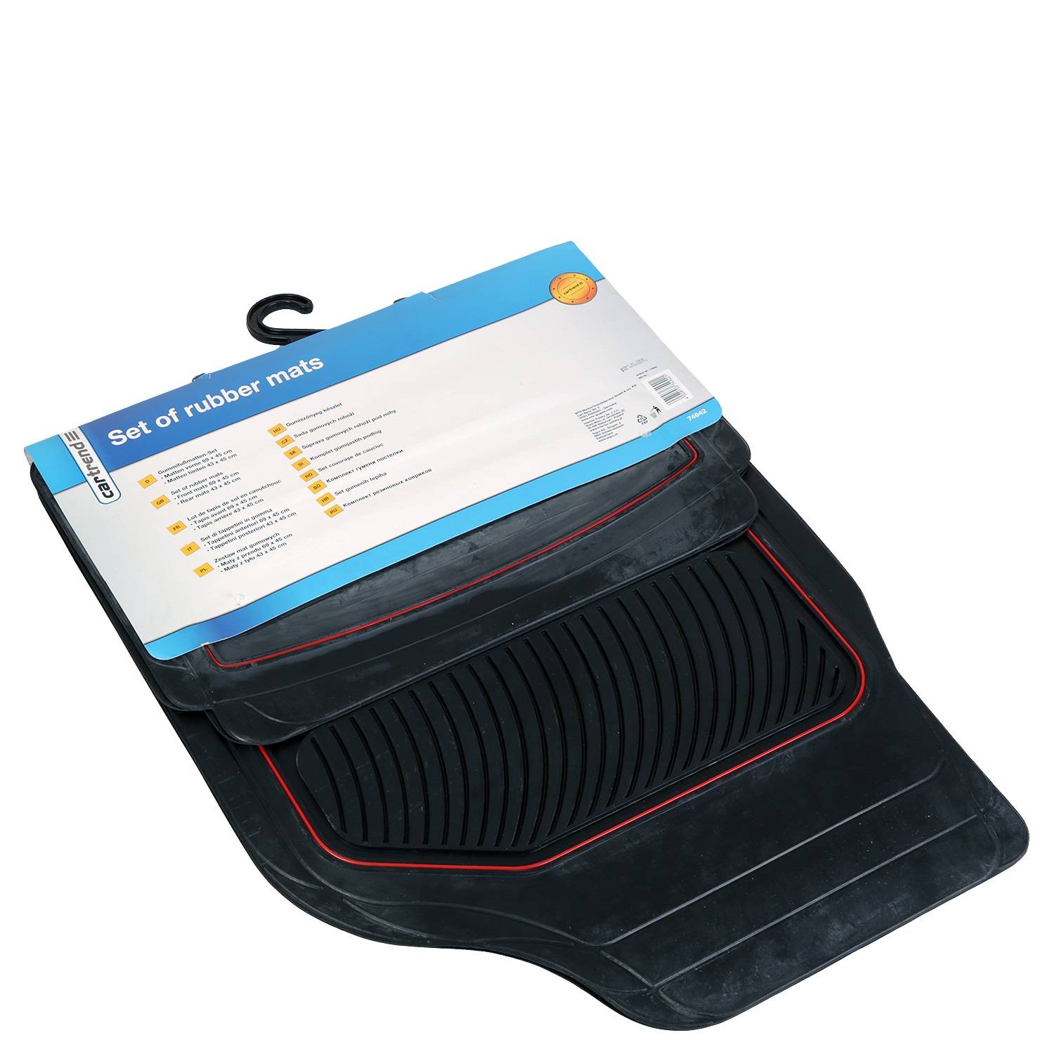 Automatten Set Gummi 4-teilig Schwarz/Rot