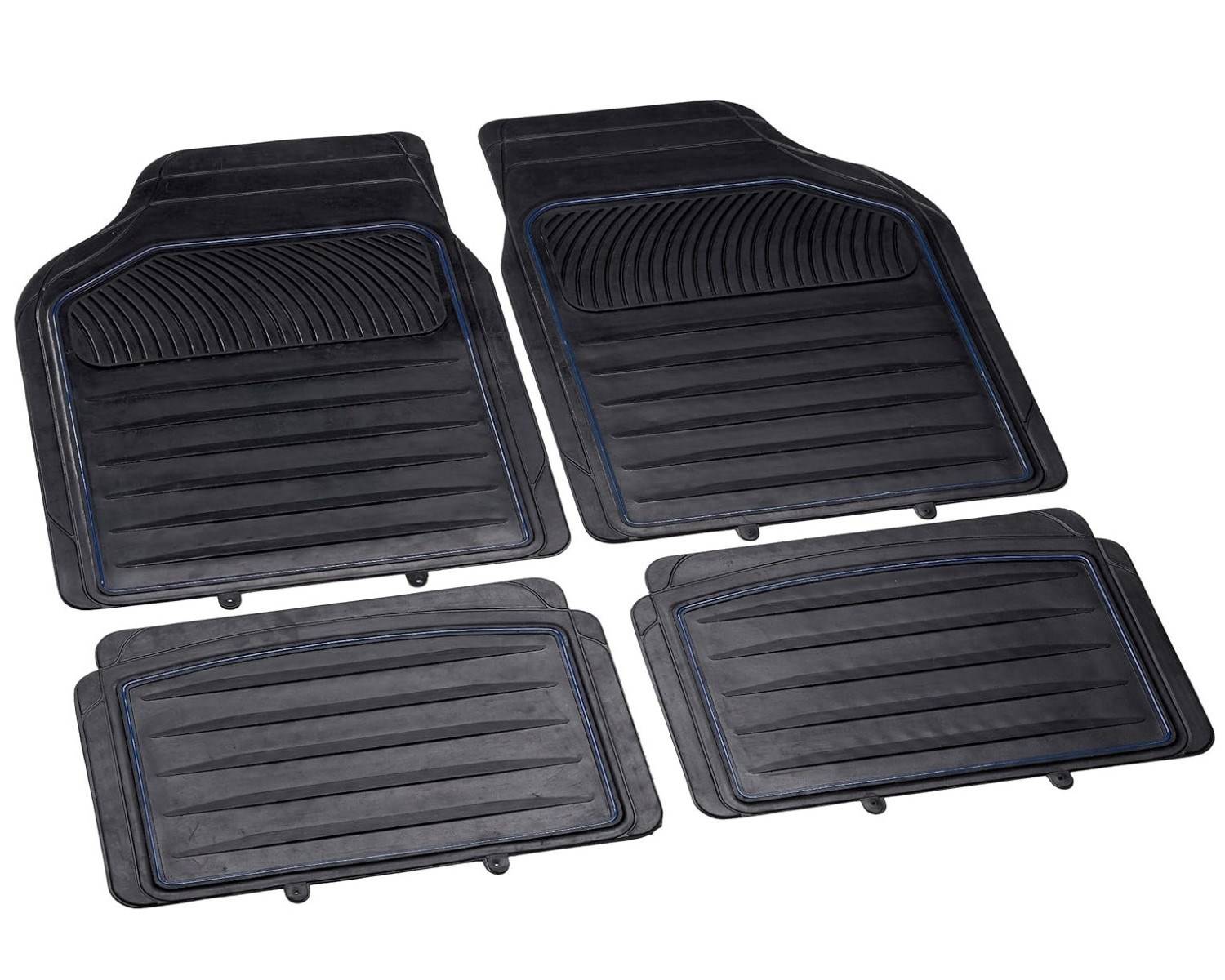 Automatten Set Gummi 4-teilig Schwarz/Blau