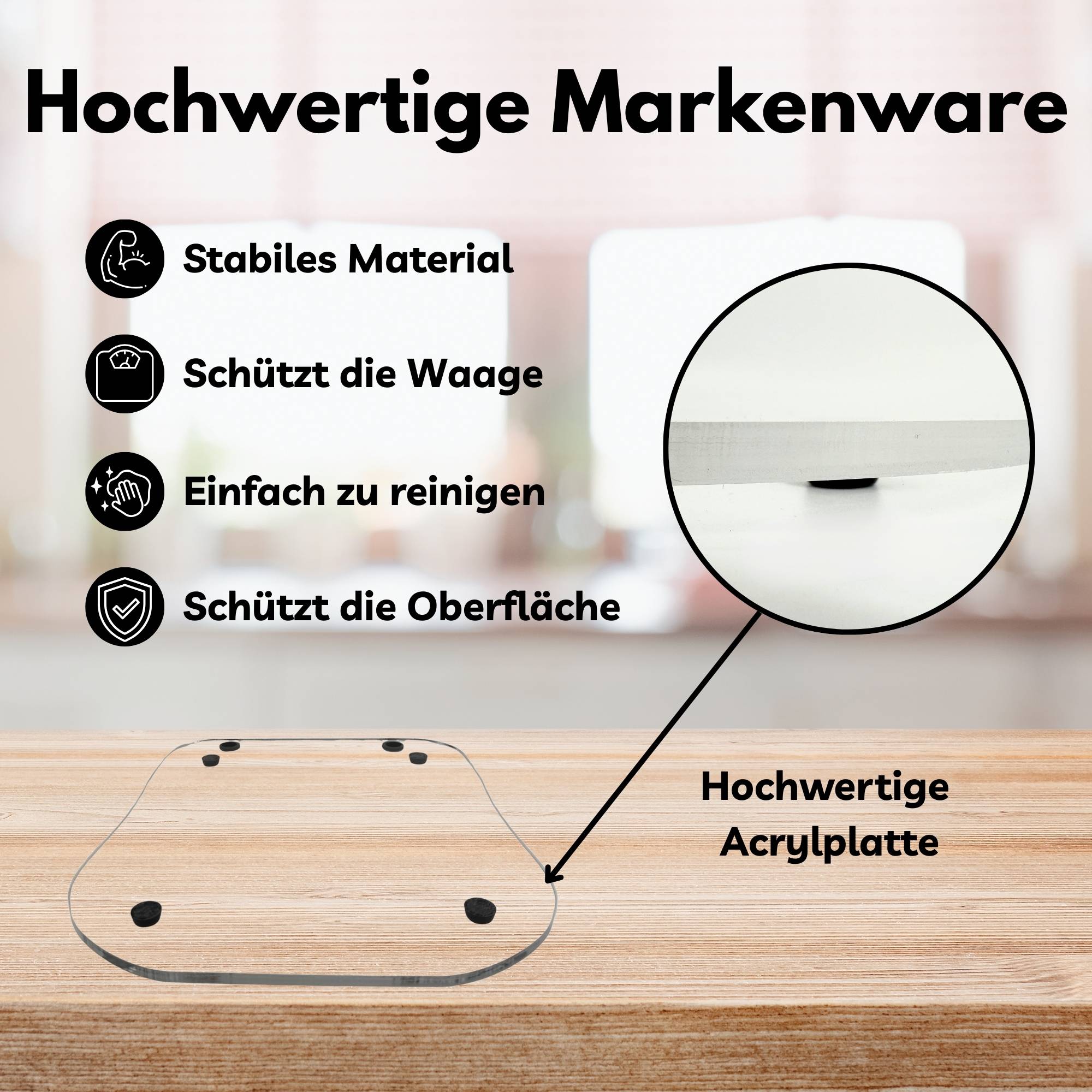 Gleitbrett für Thermomix TM6 TM5 TM31 Rollbrett Unterlage Acryl für Thermomix Gleiter für müheloses Verschieben + Anti-Rutsch Füße