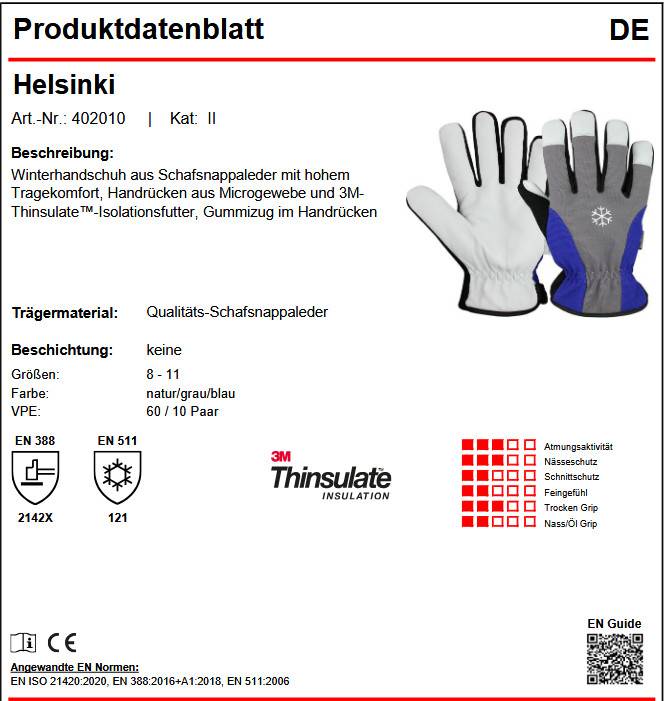 Hase Winterhandschuh Helsinki Schafsnappaleder mit Gummizug 1 Paar Gr 8