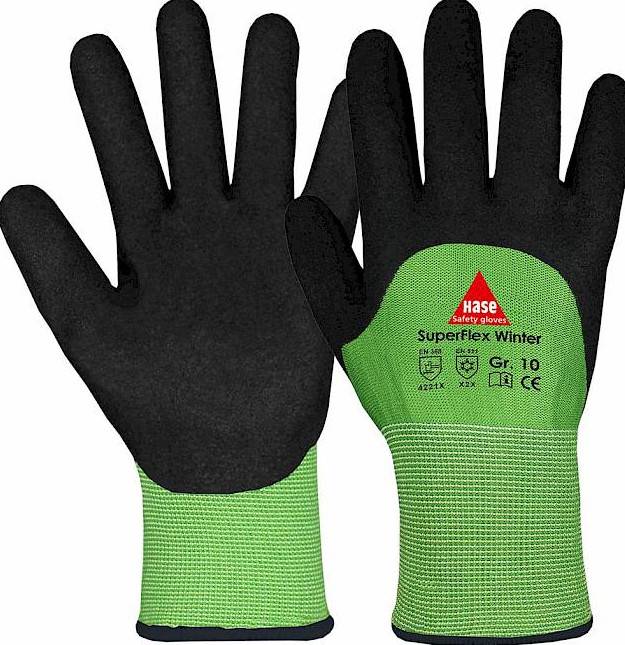Hase SuperFlex Winter Montagehandschuh 3/4 Nitrilschaum 10 Paar Gr 7