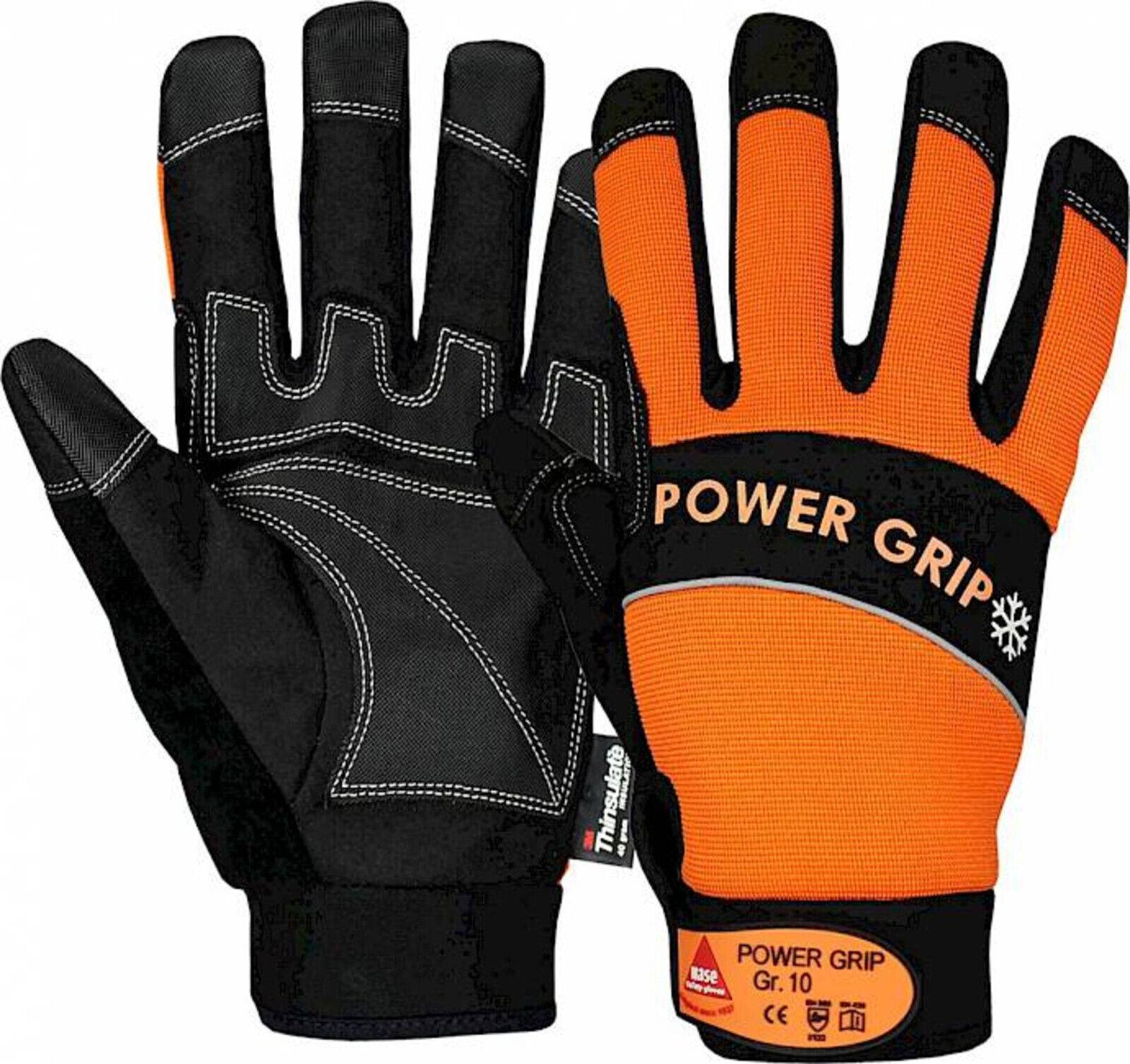 Hase Power Grip Winter 402050 Winterhandschuhe Leder mit PVC 10 Paar Gr 9