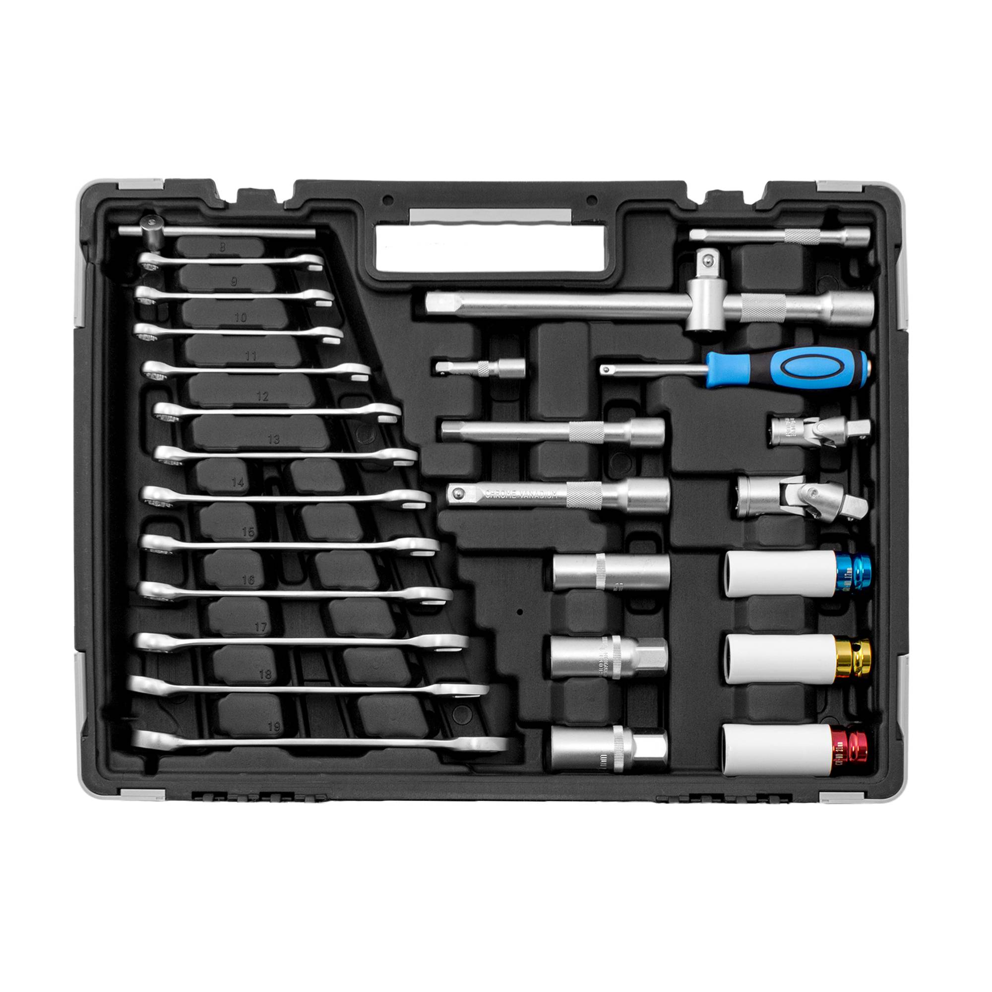 Karcher Steckschlüsselsatz 157-teilig 1/4" + 3/8" + 1/2" Ratschenkasten, Werkzeug aus Chrom Vanadium