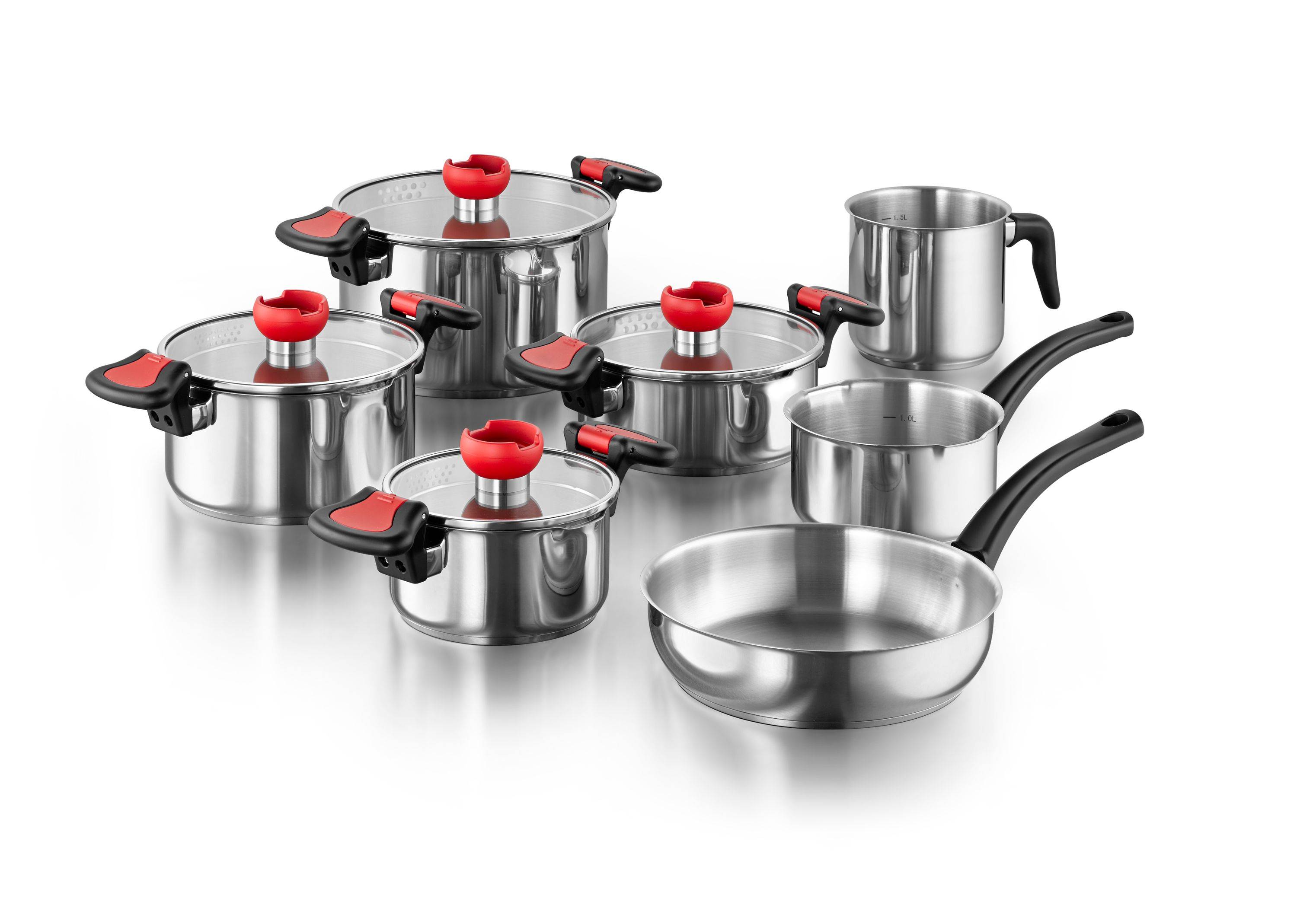 KOPF Topfset Nelo (11-teilig, Edelstahl, Induktion, mit intelligenter Abgießhilfe)