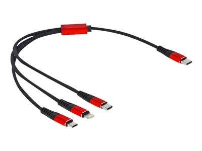 DELOCK USB-C Ladekabel<Lightning/Micro/USB-C 30cm SW/rot Multimedia-Technik Kabel