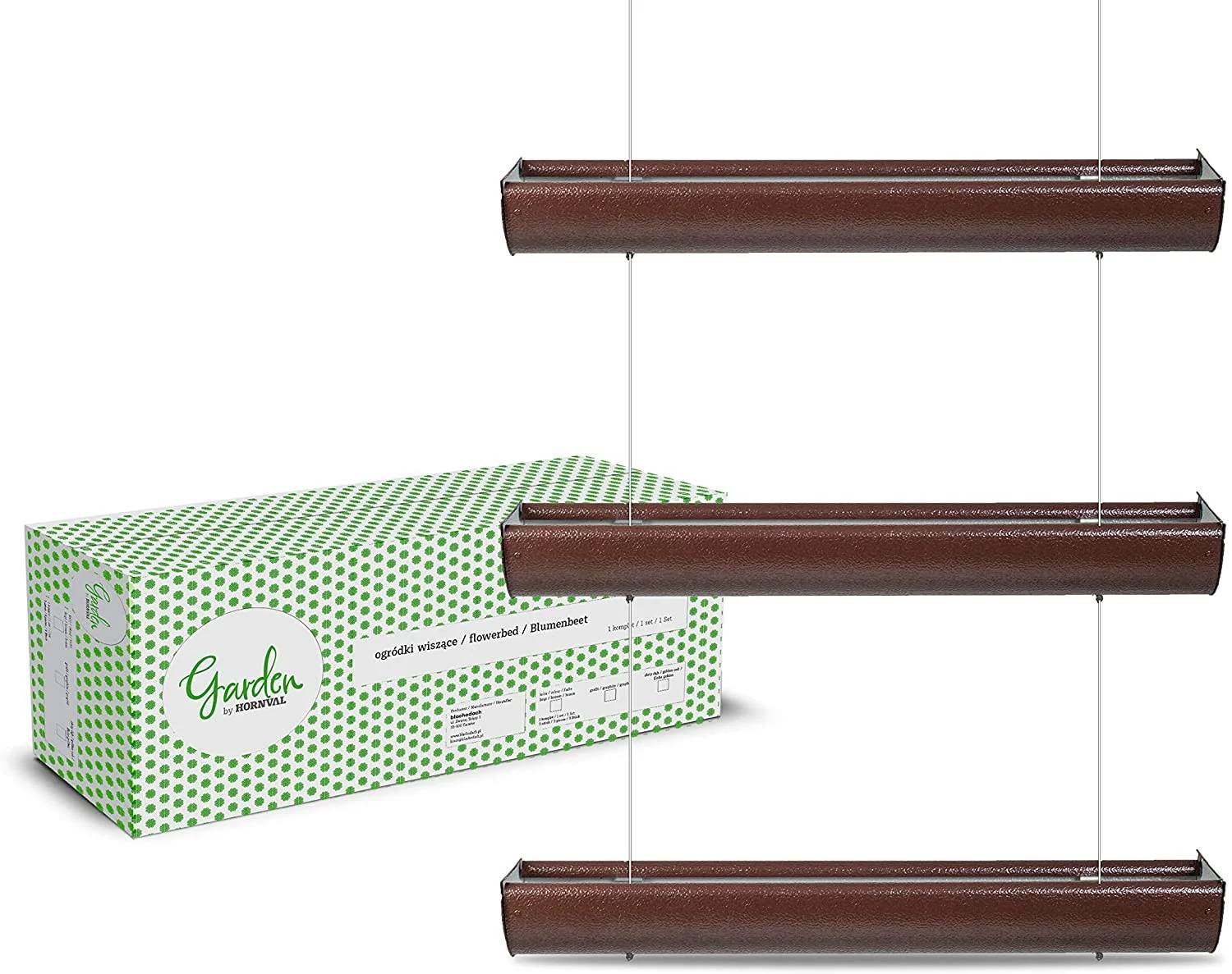 Blumenkasten 3er Set, hängend, Länge 75 cm Bronze