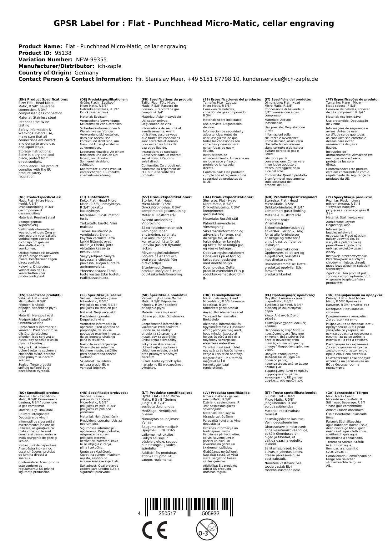 Flach - Zapfkopf Micro-Matic, Kelleranstich