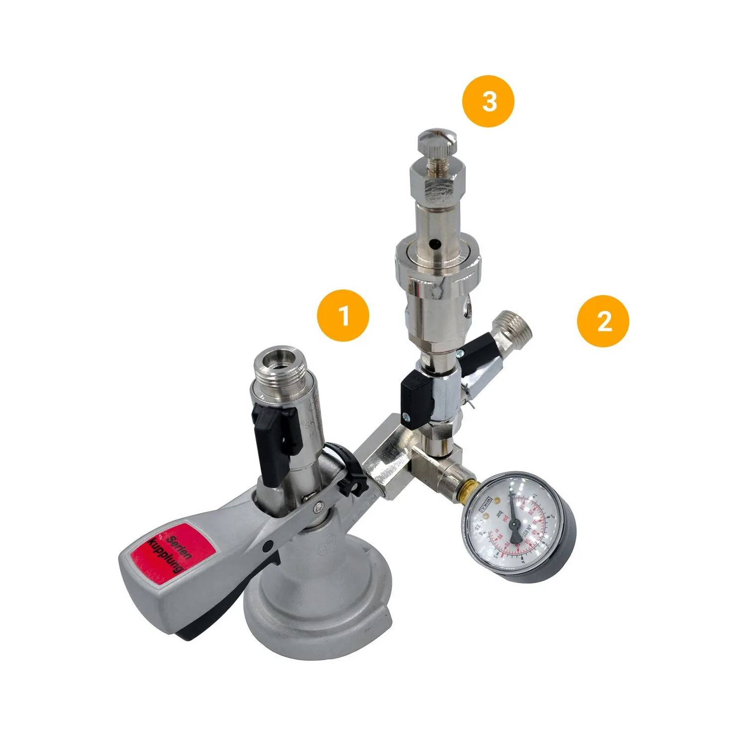 Füllzapfkopf zum Befüllen von KEG-Bierfässern, Ausführung: KOMBI Füllzapfkopf