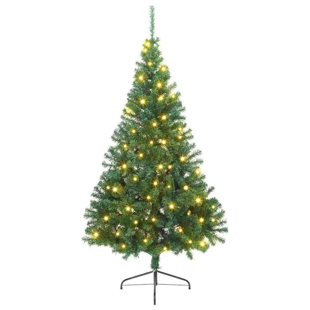 vidaXL Künstlicher vorbeleuchteter Weihnachtsbaum Grün 210 cm PVC