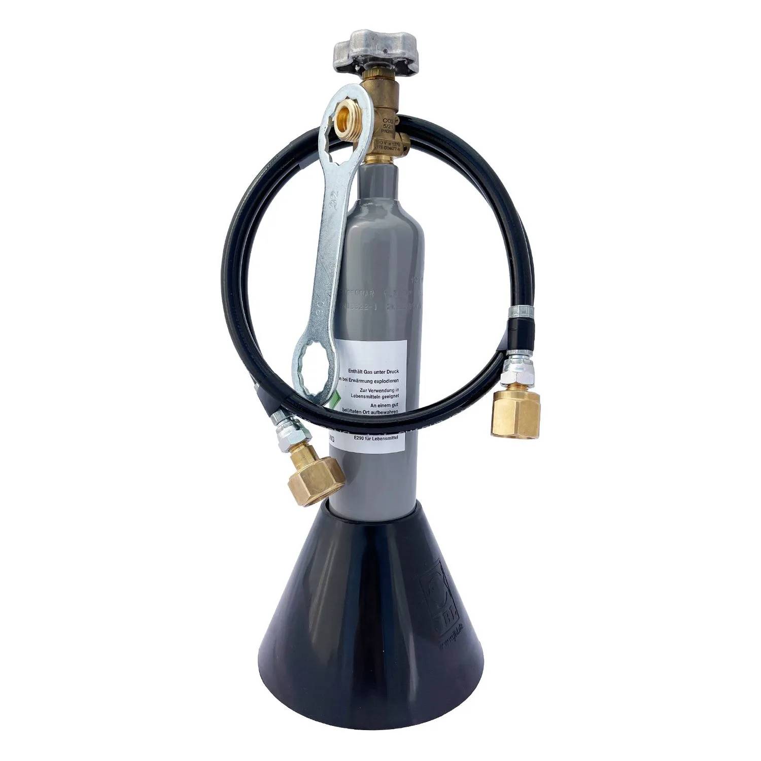 Komplett set - CO2 Flasche, Schlauch Set, Kohlensäureschlüssel für Sodastream, Wassersprudler, 1-leitig, CO2 Flaschen: CO2 - 0.5 kg