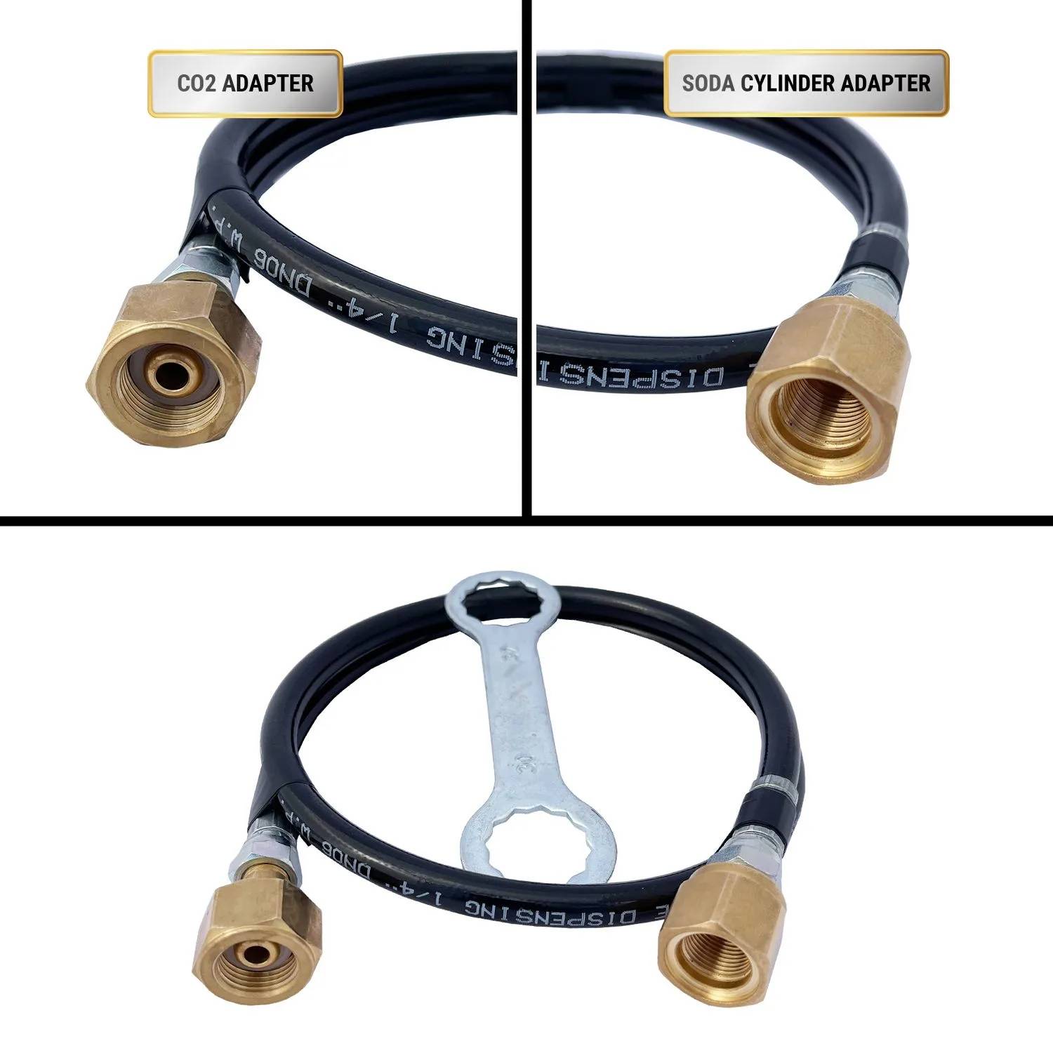 Komplett set - CO2 Flasche, Schlauch Set, Kohlensäureschlüssel für Sodastream, Wassersprudler, 1-leitig, CO2 Flaschen: CO2 - 0.5 kg