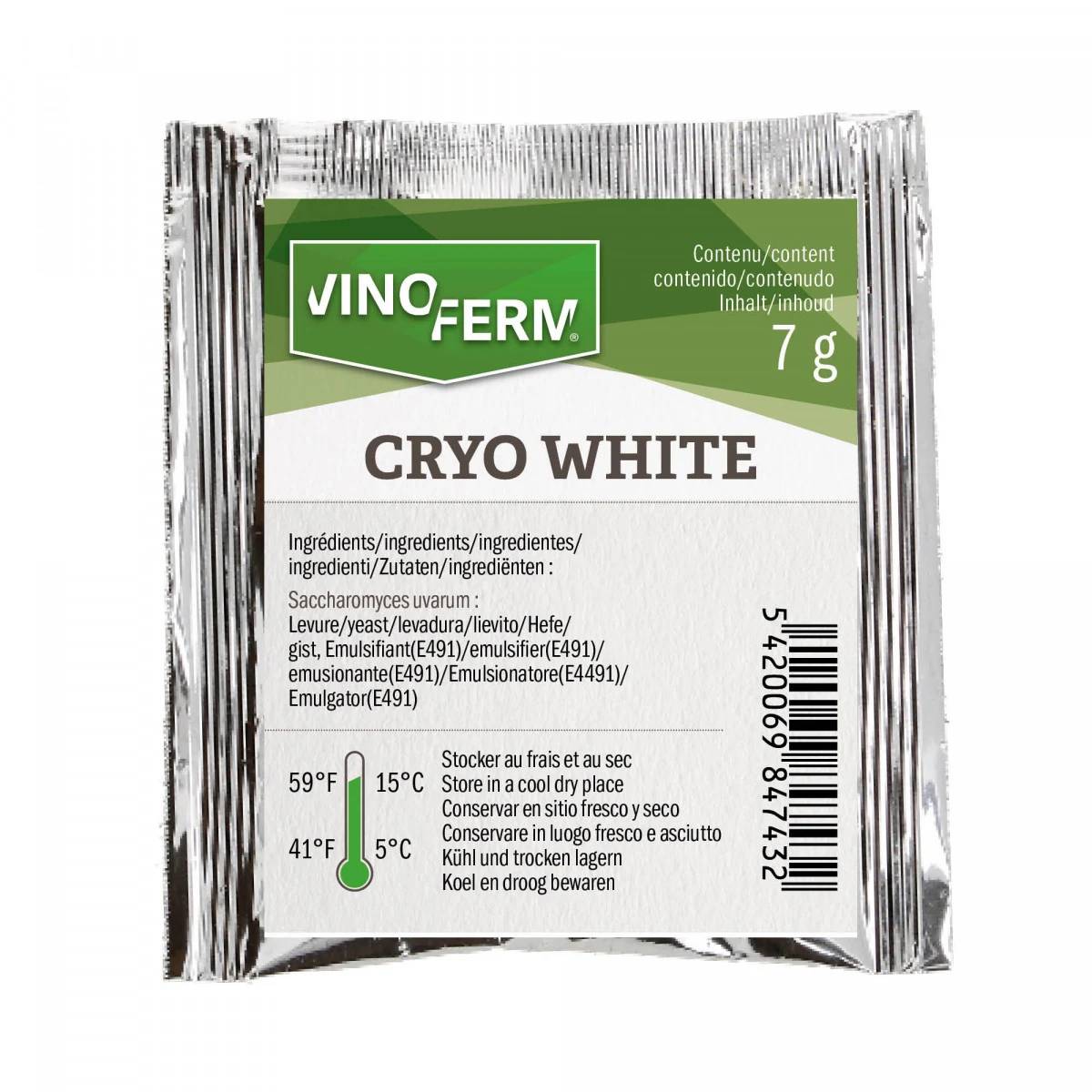 Weinhefe, Trockenhefe Wein - Vinoferm, Cryo White, 7g