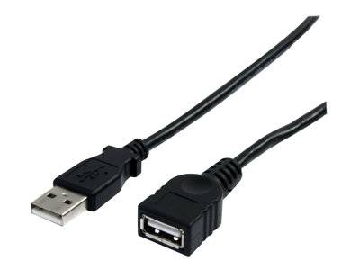 Bild eines USB-Verlängerungskabels mit einem Standard-USB-Stecker auf der einen Seite und einer weiblichen USB-Buchse auf der anderen Seite zur Verlängerung der Konnektivität.