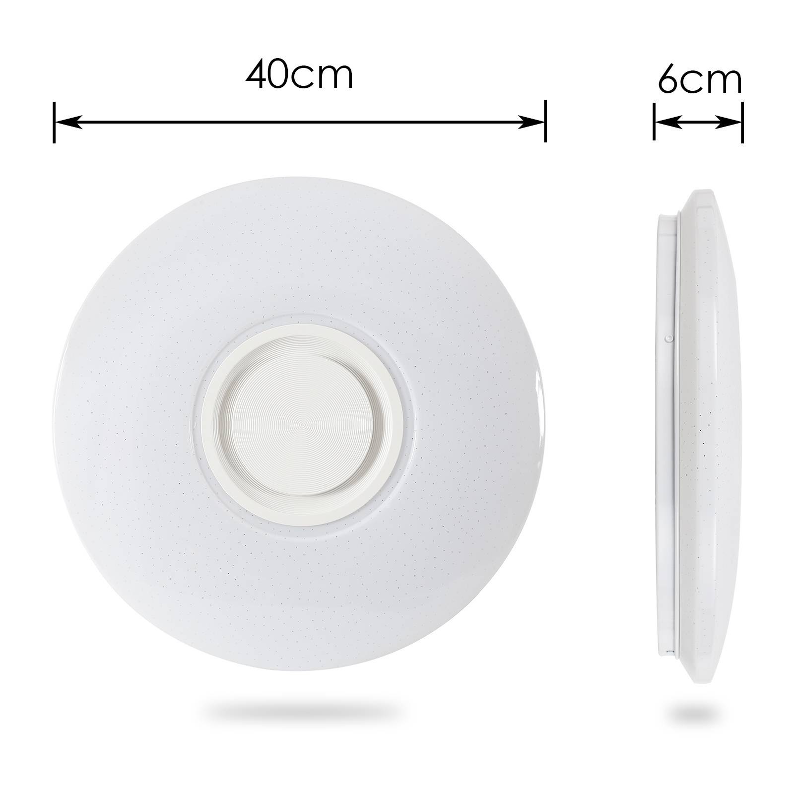 36W LED-Deckenleuchte dimmbar mit Bluetooth-Lautsprecher und App-Steuerung, RGB-Farbwechsel, Sternenhimmel-Effekt, flaches Design, Fernbedienung