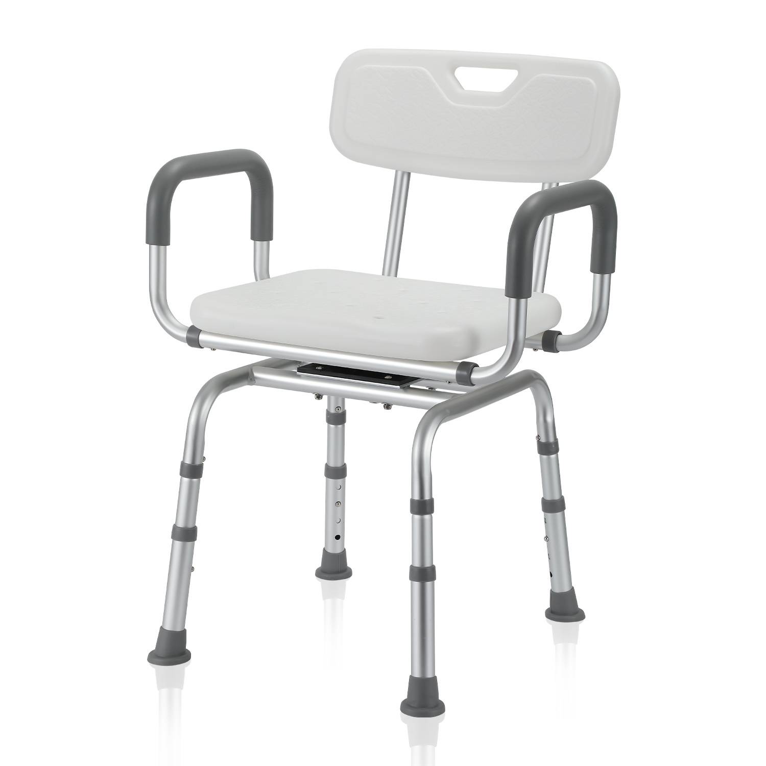 Duschstuhl mit Rückenlehne & Armlehne Duschhocker Höhenverstellbar Duschstuhl für senioren mit lehne 360-Grad-Drehung Badhocker