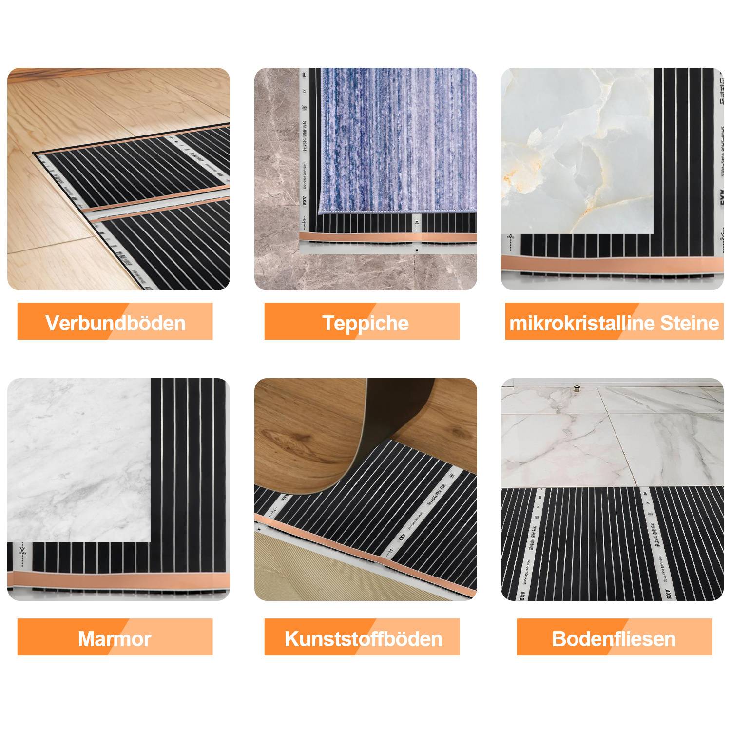 elektrische Fußbodenheizung, Komplettset 1 m², 220 W/m²