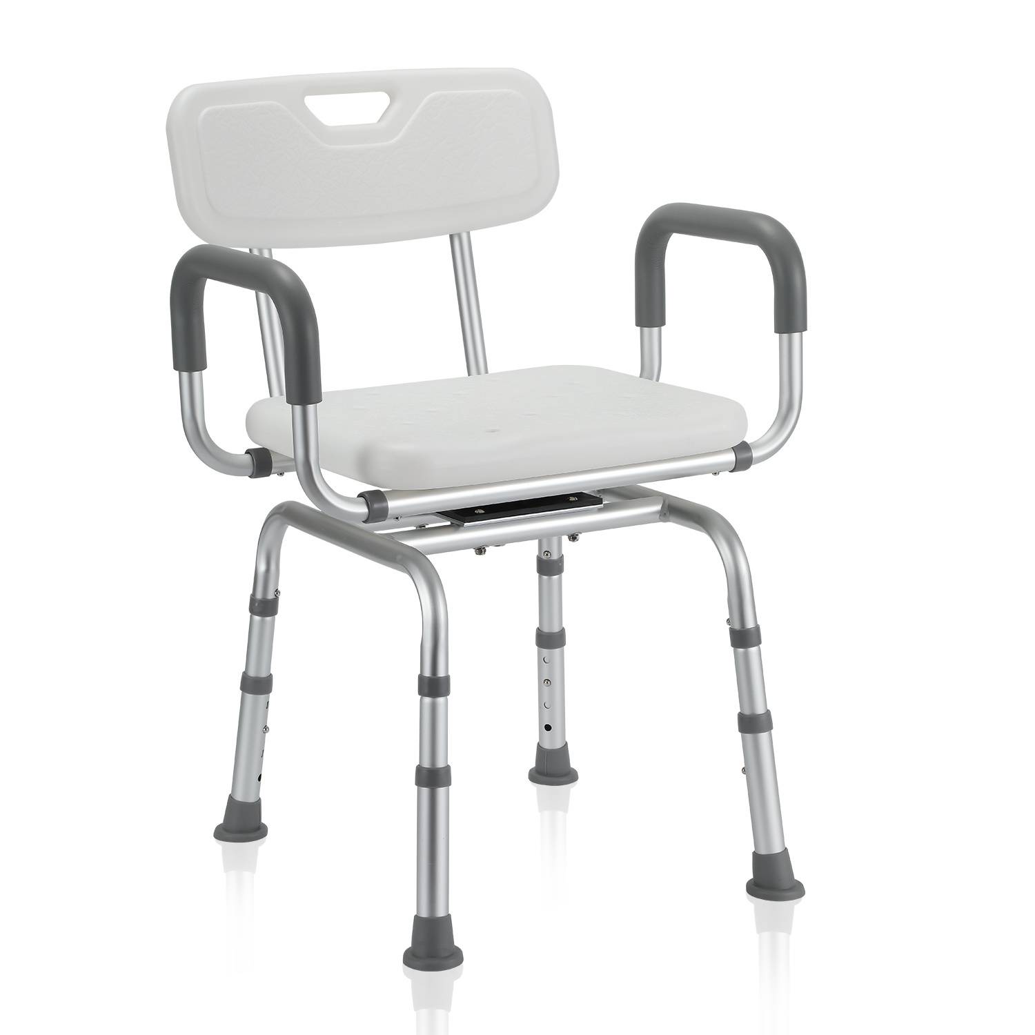 Duschstuhl mit Rückenlehne & Armlehne Duschhocker Höhenverstellbar Duschstuhl für senioren mit lehne 360-Grad-Drehung Badhocker