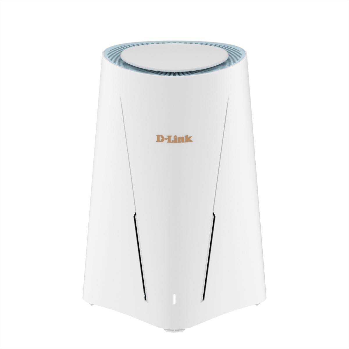 Ein weißer D-Link Wireless-Router mit elegantem, modernem Design und Lüftungsschlitzen oben, gedacht für Internet-Konnektivität zu Hause oder im Büro.