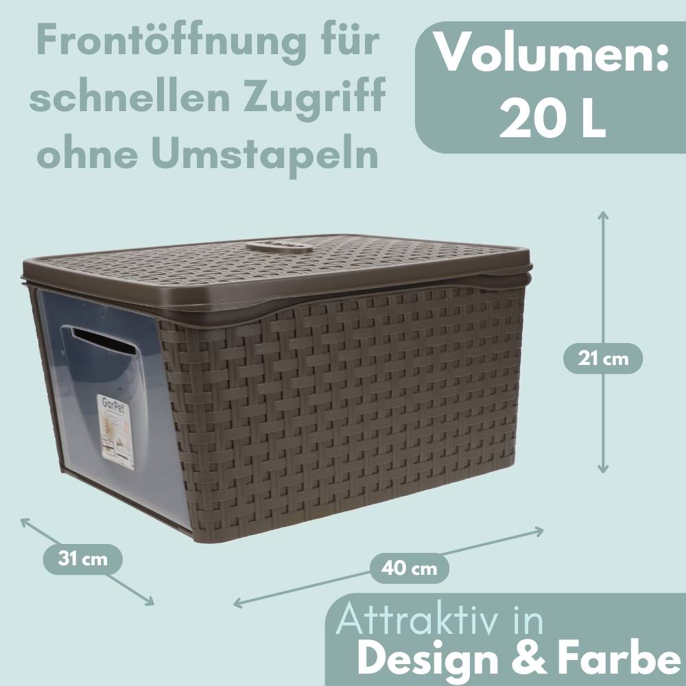 2er Set Aufbewahrungsbox mit Deckel Frontöffnung Schrank Organizer Stapelbox Kleiderschrank Korb mit Deckel Aufbewahrungskorb Aufbewahrung
