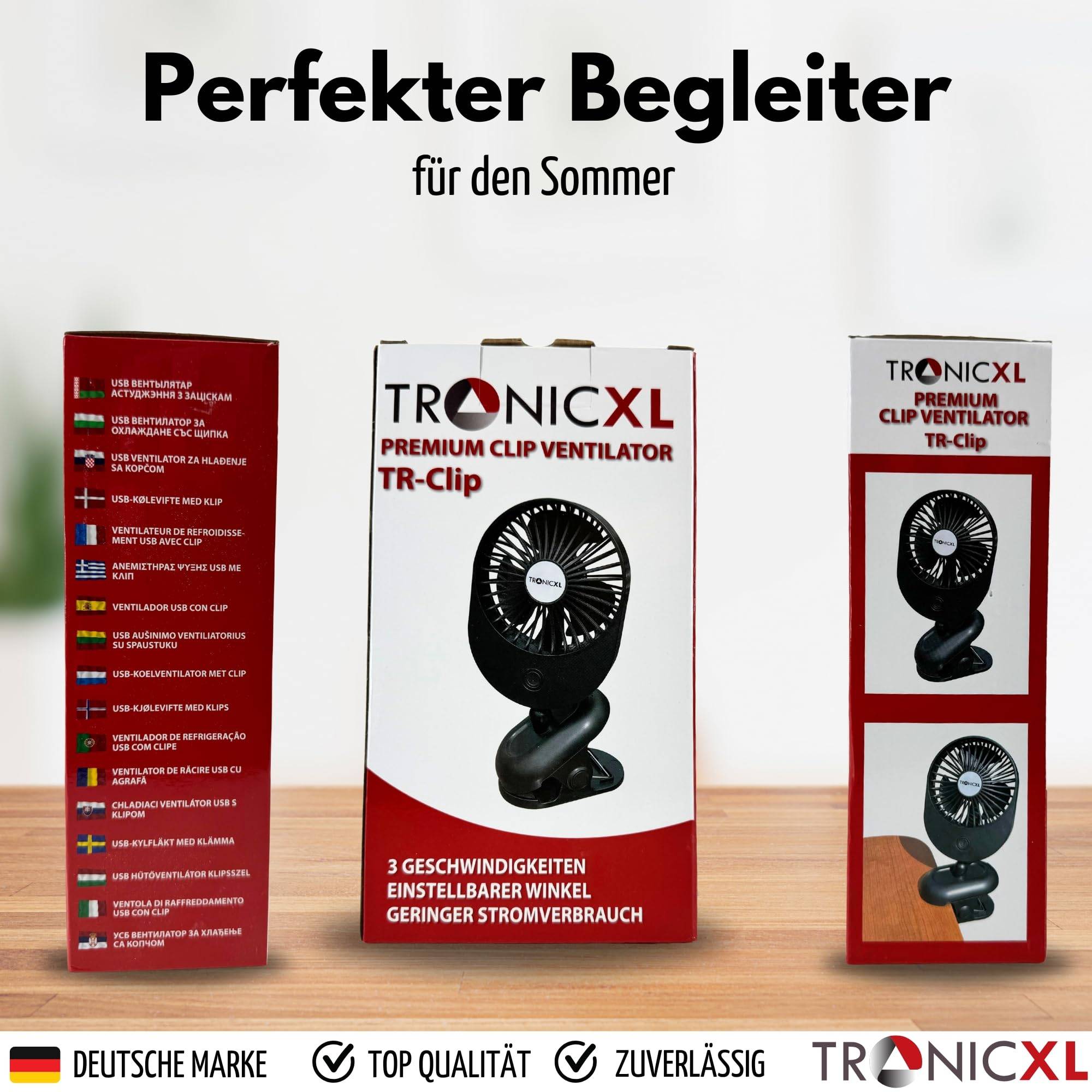 2 Stück Ventilator mit Clip Klipp Klemme für Steckdose 230V Klemmventilator I Clipventilator