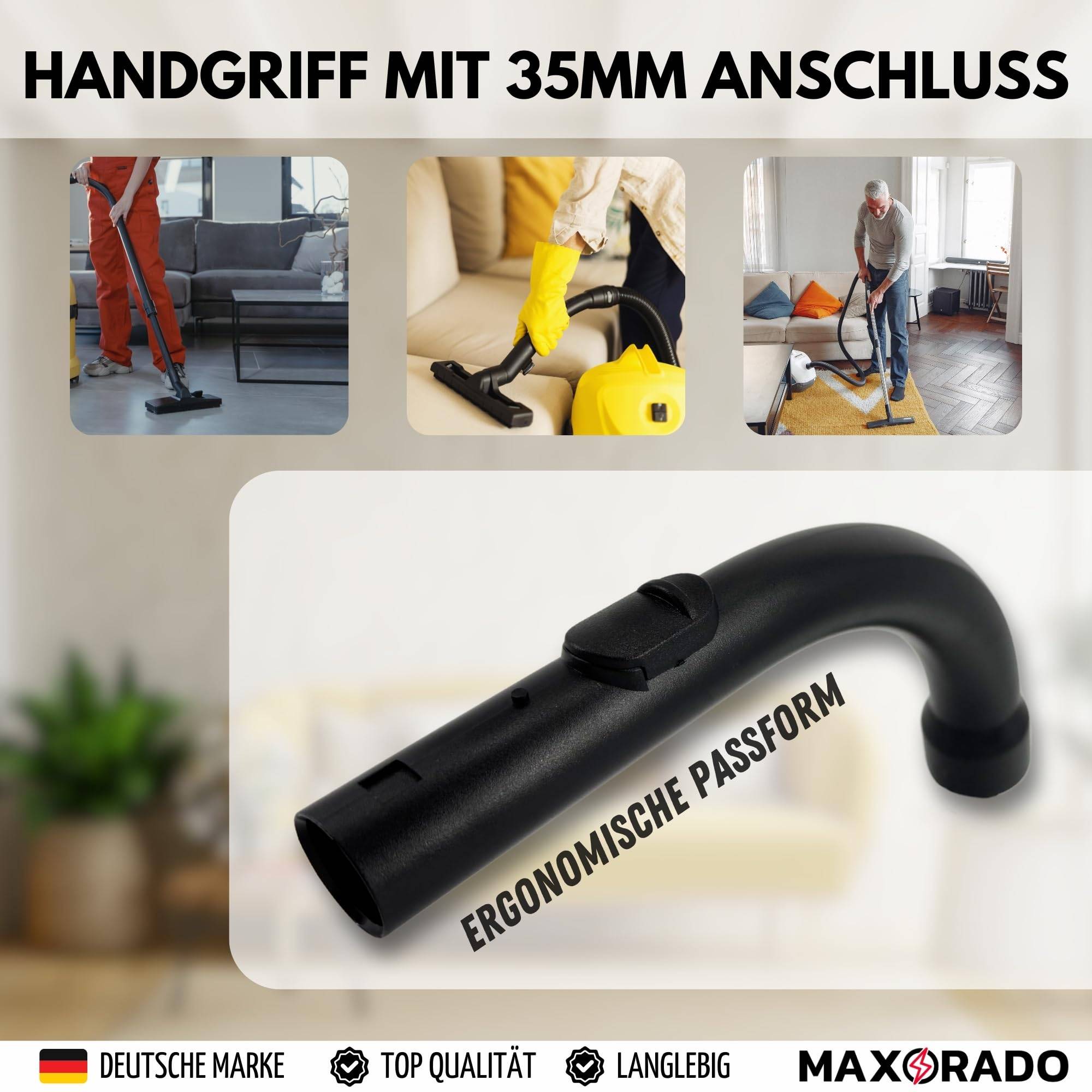 Staubsauger Handgriff 35 mm Hand Griff Schlauchgriff Ersatz Rohr kompatibel mit Ersatzteil für Miele Cat & Dog 800 5000 S4 Team Spirit S 323i 7100