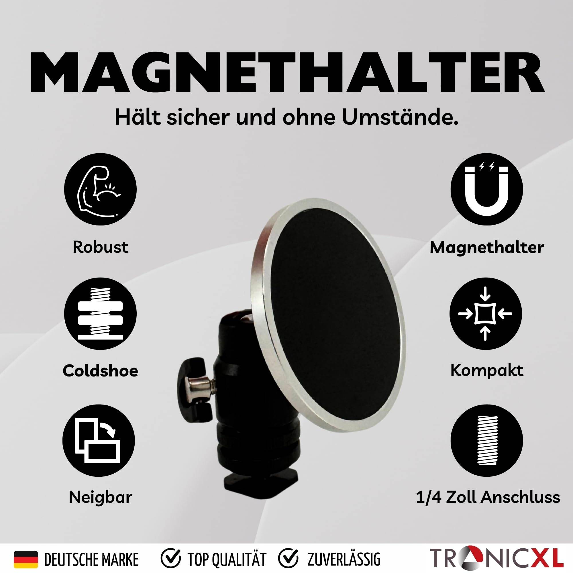 Magnetische Handyhalterung mit Kugelkopf für Kamera Magsafe DSLR Cold Shoe Tripod I kompatibel mit Apple iPhone 15 Pro Max Plus 14 13 12