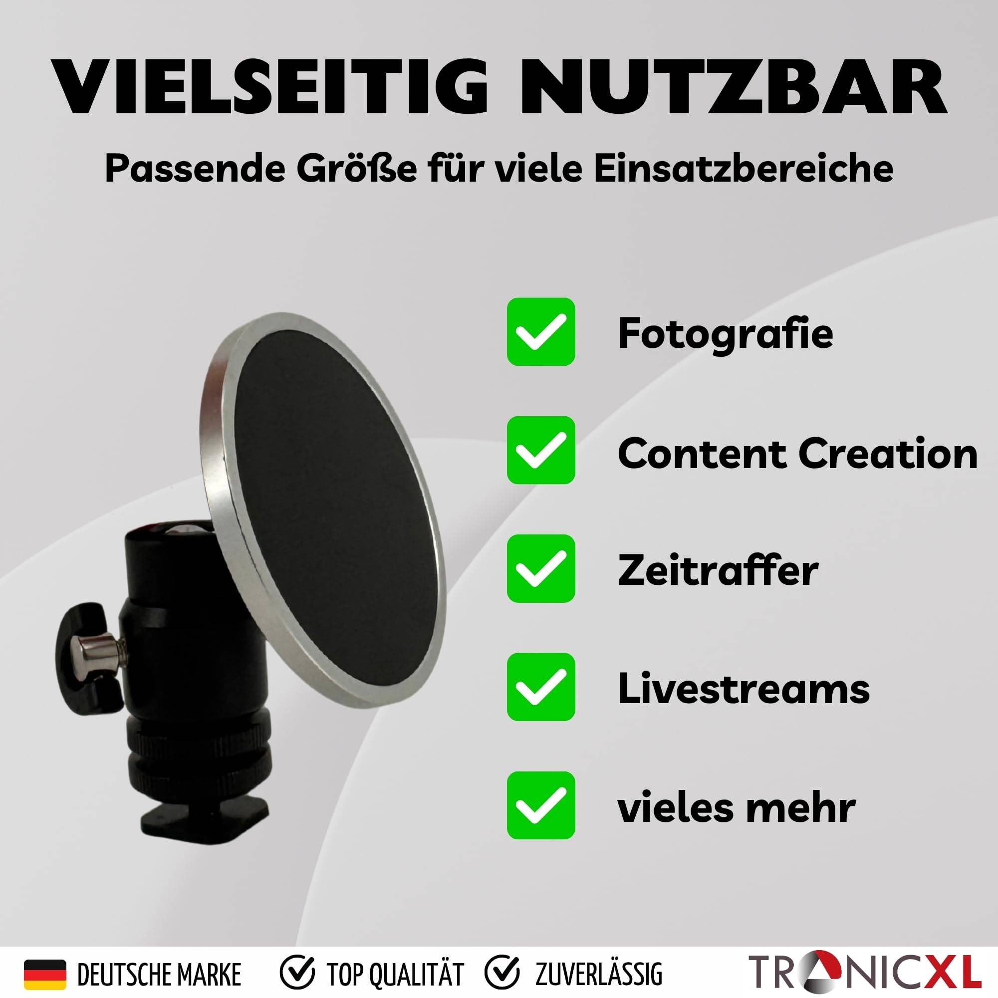 Magnetische Handyhalterung mit Kugelkopf für Kamera Magsafe DSLR Cold Shoe Tripod I kompatibel mit Apple iPhone 15 Pro Max Plus 14 13 12