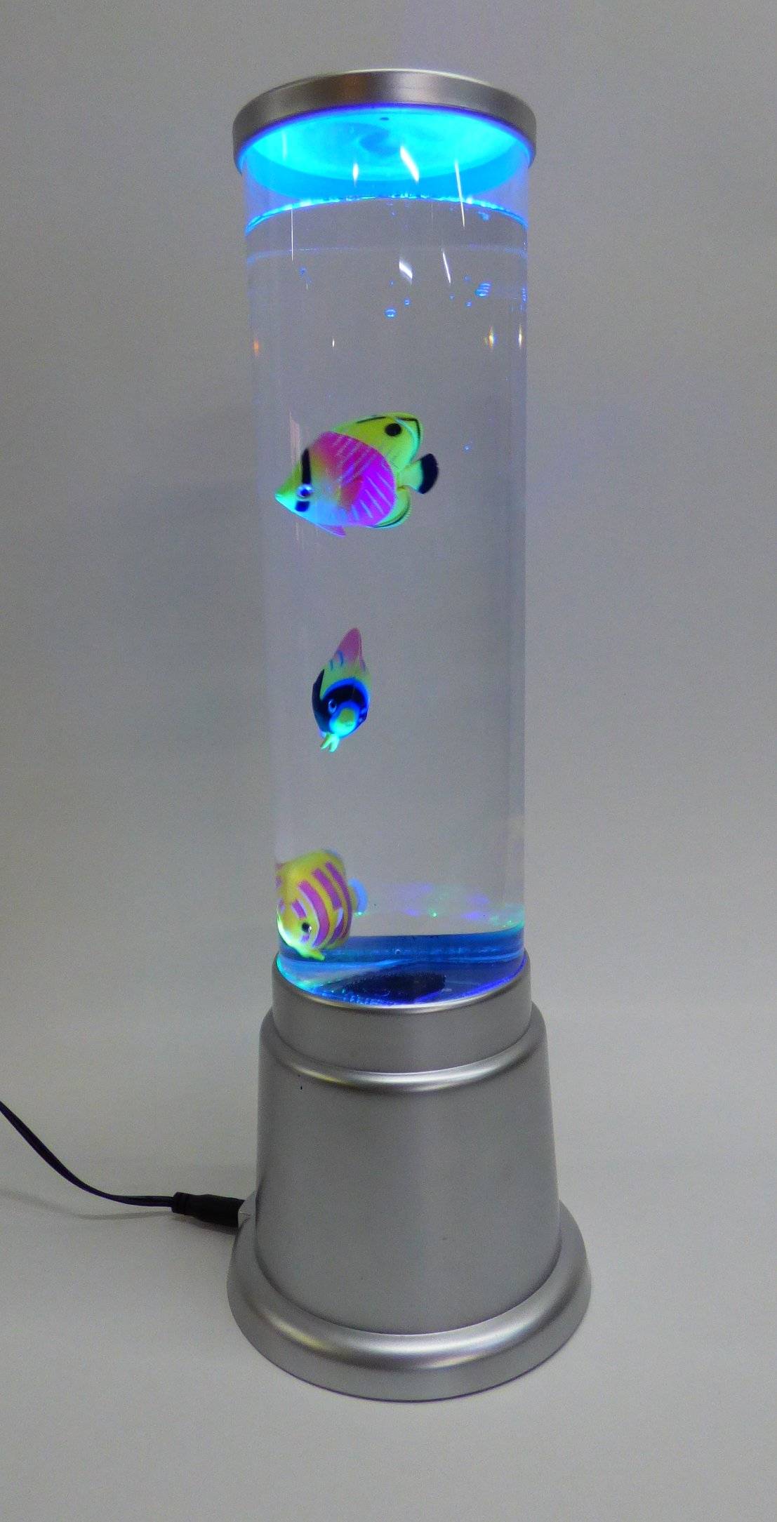 3496 Wassersäulen LED Lampe Höhe 360 mm 5 x bunte Fische mit Netzteil