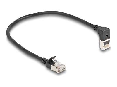 DELOCK RJ45 Netzwerkkabel Cat.6A S/FTP Slim 90° 0,25m schwar Kabel Patchkabel Cat.6