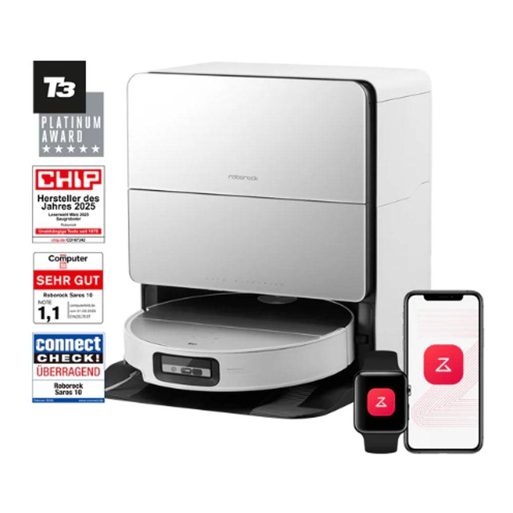 Roborock Saros 10 Saugroboter mit Selbstreinigungsstation weiß