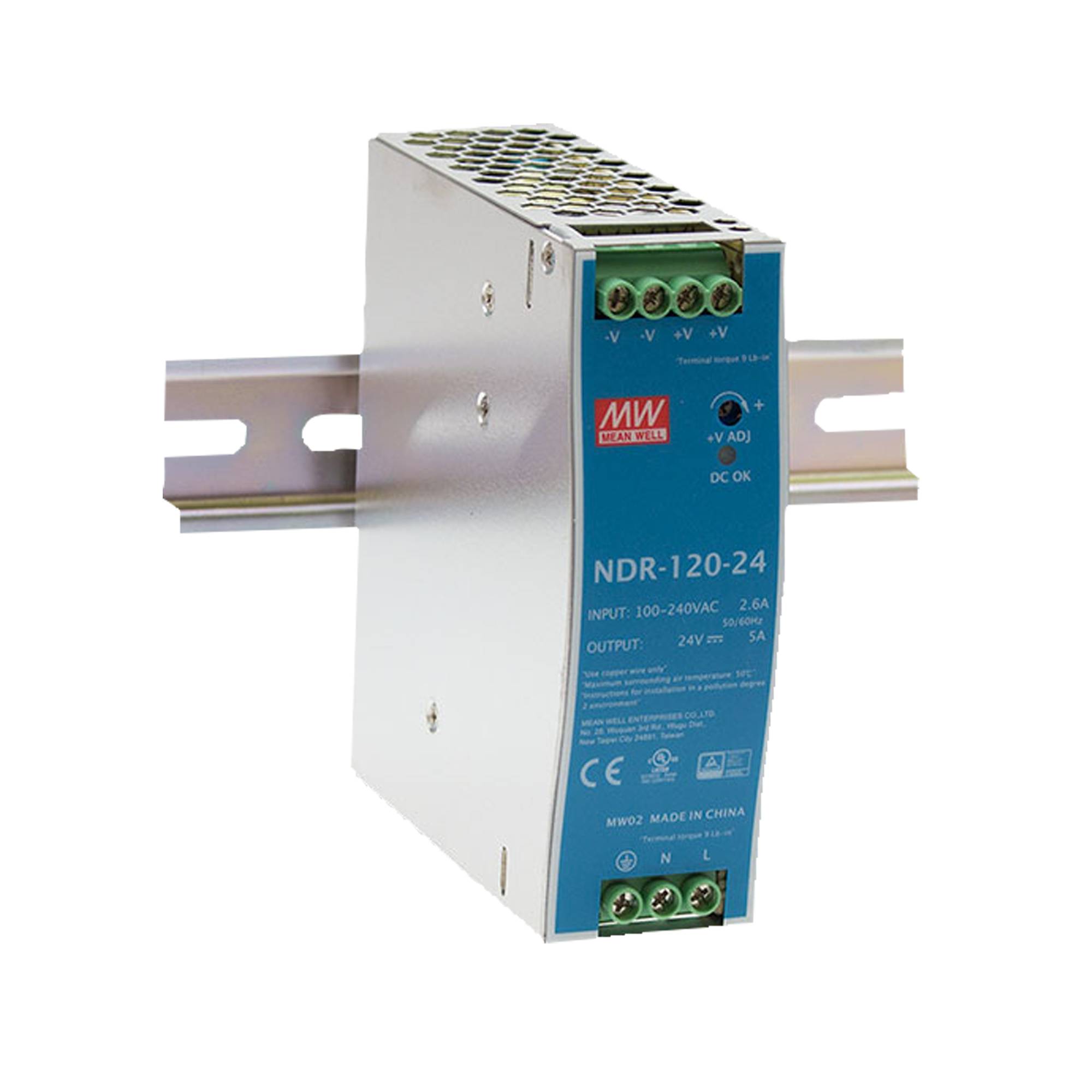 Meanwell DIN Rail Power Supply 120 W/24 V DC Mean Well NDR-120-25