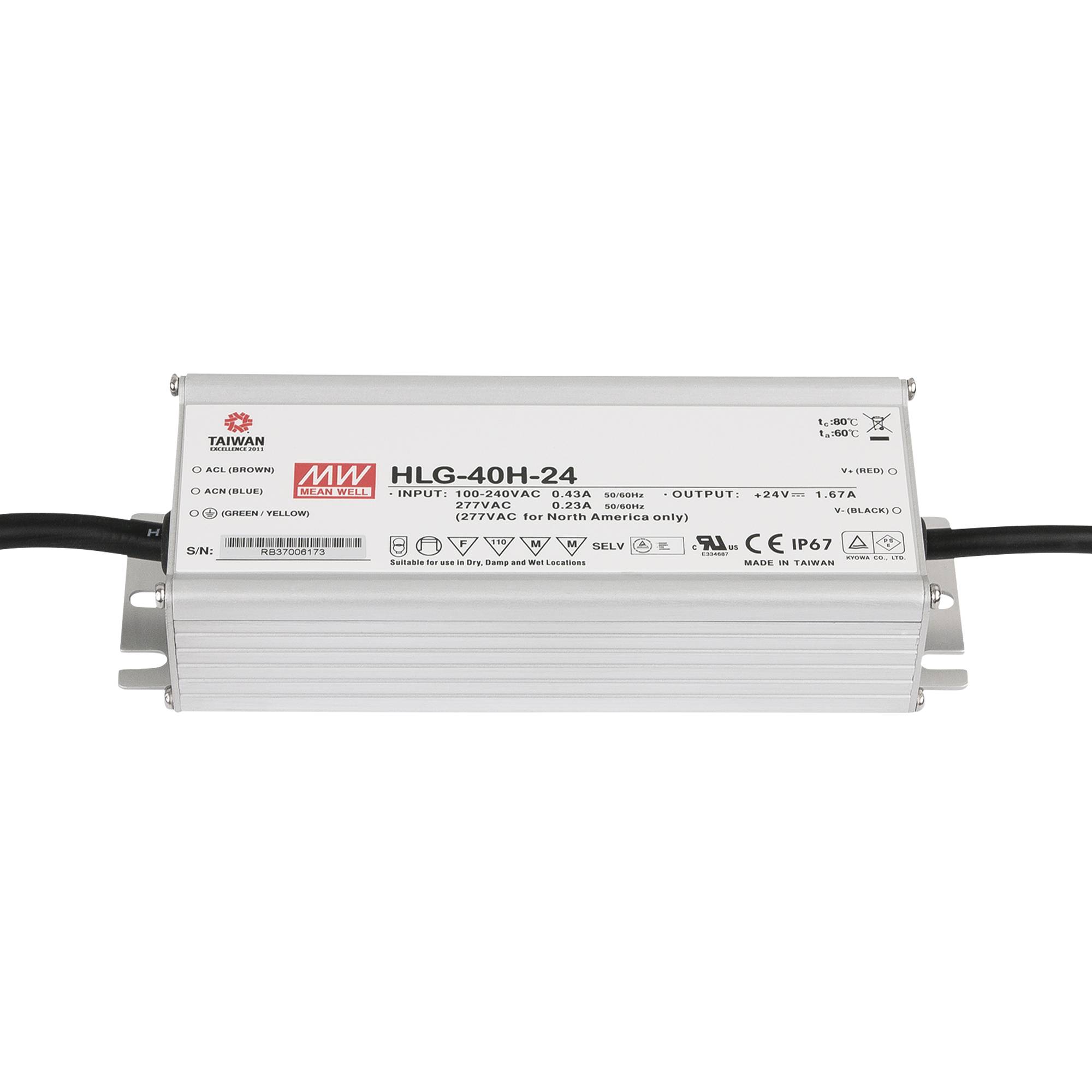 Meanwell LED Power Supply 40 W/24 V DC MEAN WELL HLG-40H-24