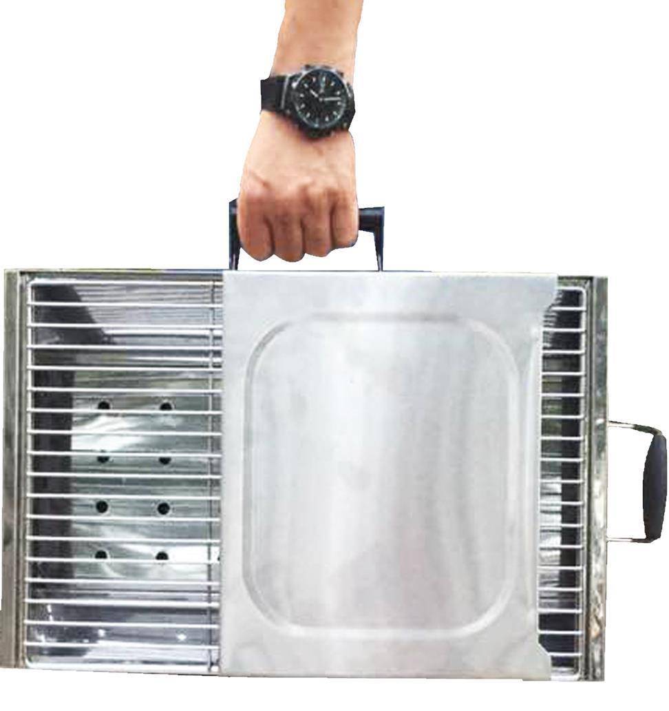 Mangal Edelstahl Schaschlik Grill Aladdin mit Tasche Anglergrill mit Klappfüßen