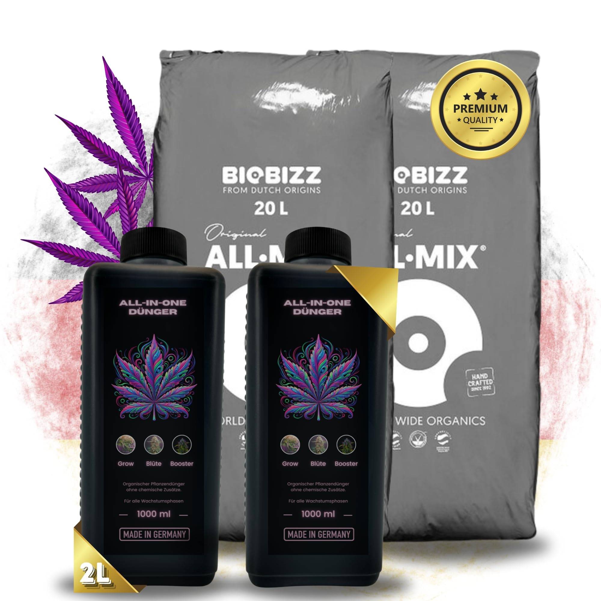 Erde + Dünger für Grow Growbox Zubehör Bio Bizz All Mix Growing