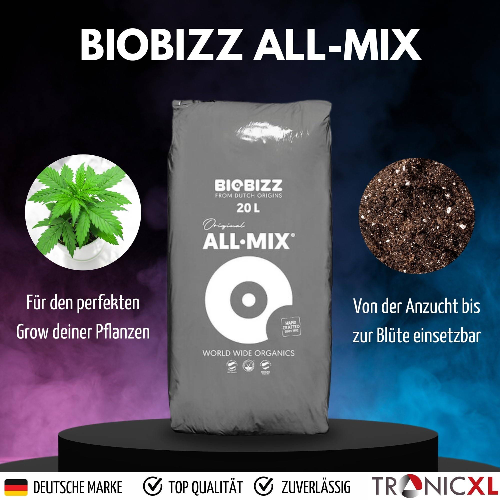 Erde + Dünger für Grow Growbox Zubehör Bio Bizz All Mix Growing