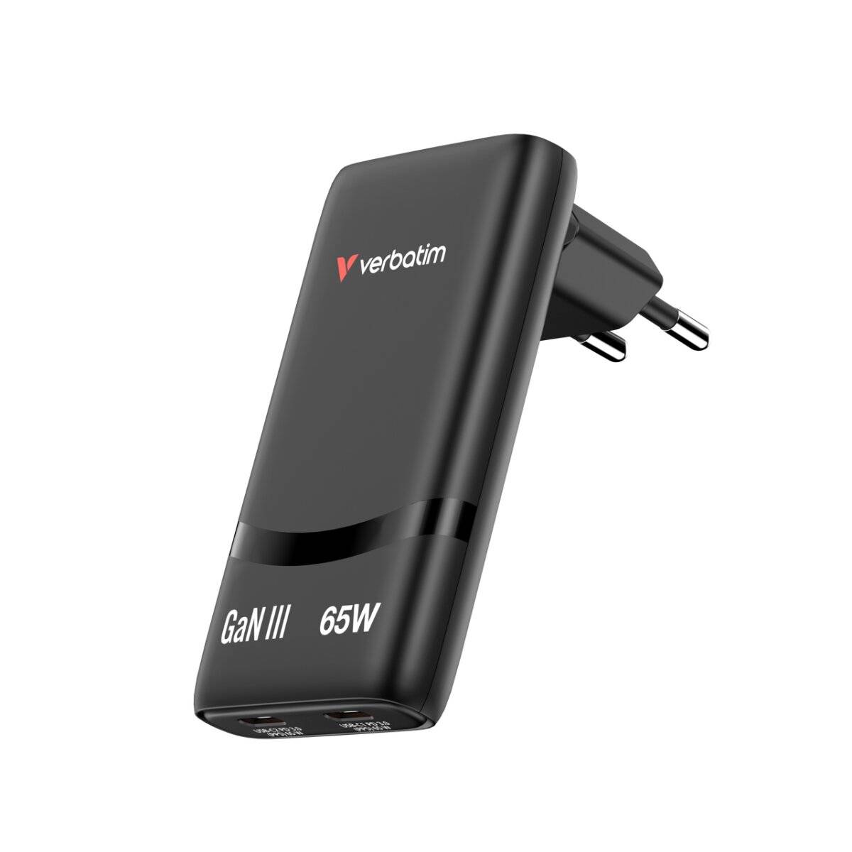 Verbatim Fold ’n’ Go GaN Ladegerät 65W 2-Port USB-C Schwarz