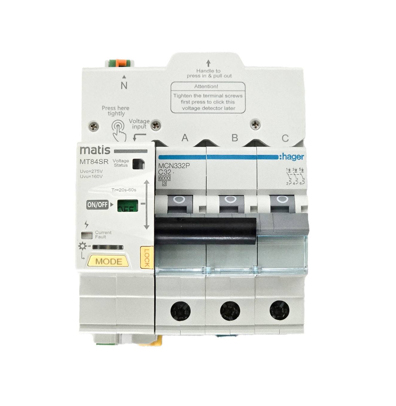 Matis MT84SR Wiedereinschaltautomat 2-polig, LS 16A/32A, Überspannungs- und Unterspannungsschutz, ferngesteuert
