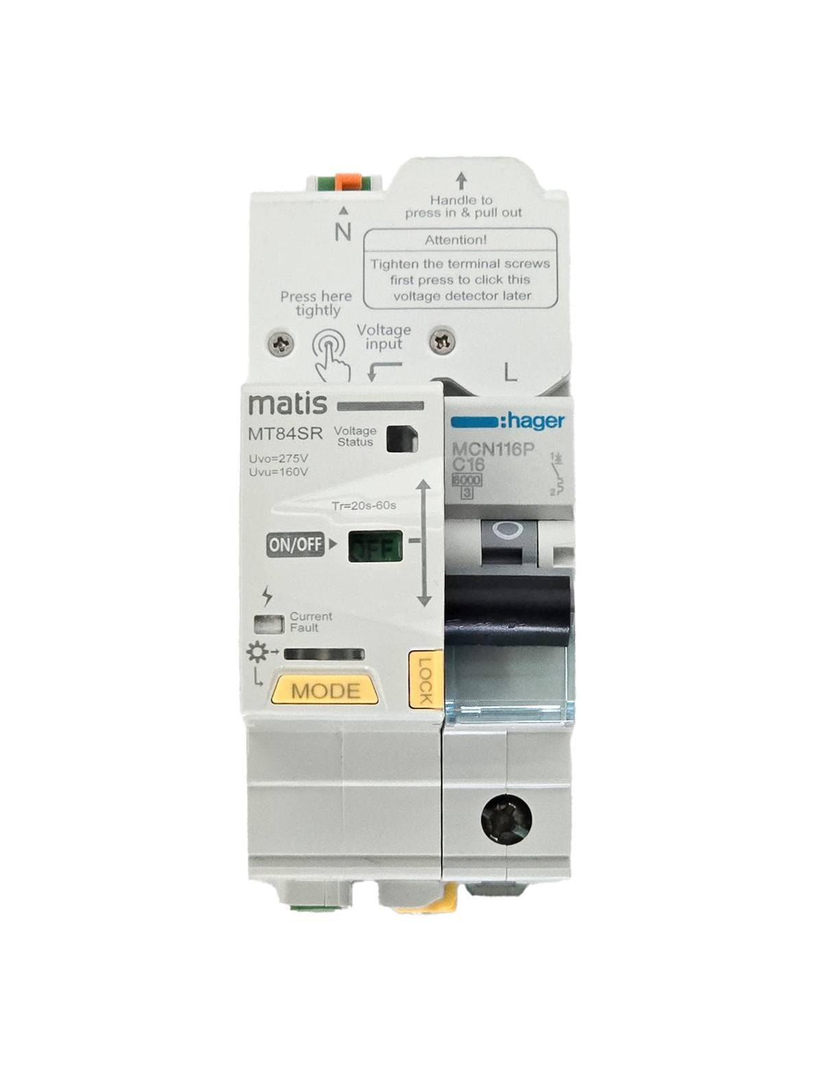Matismart MT84SR Wiedereinschaltautomat 4-polig, LS 16A/32A, Überspannungs- und Unterspannungsschutz, ferngesteuert