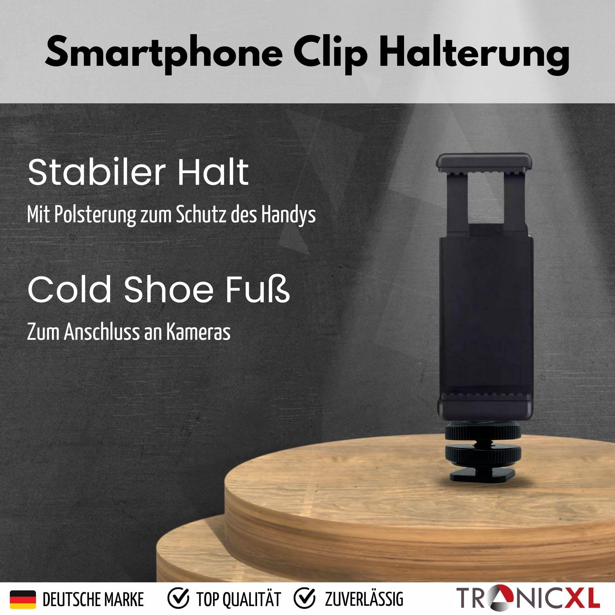 Smartphone Halterung für Blitzschuh für Kamera Befestigung Handy kompatibel mit iPhone Handyhalterung Stativ Adapter ColdShoe Kaltschuh
