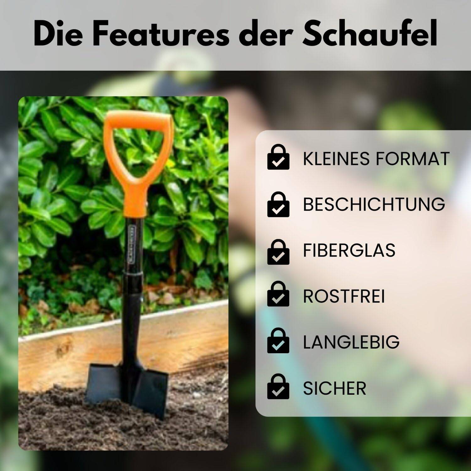 TronicXL für Black&Decker Auto-Spaten Gartenschaufel Gärtnerspaten Gartensparten Kleine Schaufel Mini Spaten Camping & Garten orange schwarz