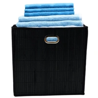 Premium Faltbox für Regal Vliess-Stoff + Bambus 31x31x31cm Aufbewahrungswürfel Aufbewahrungsbox Schwarz Premium Faltbox für Regal Vliess-Stoff + Bambus 31x31x31cm Aufbewahrungswürfel Aufbewahrungsbox Schwarz