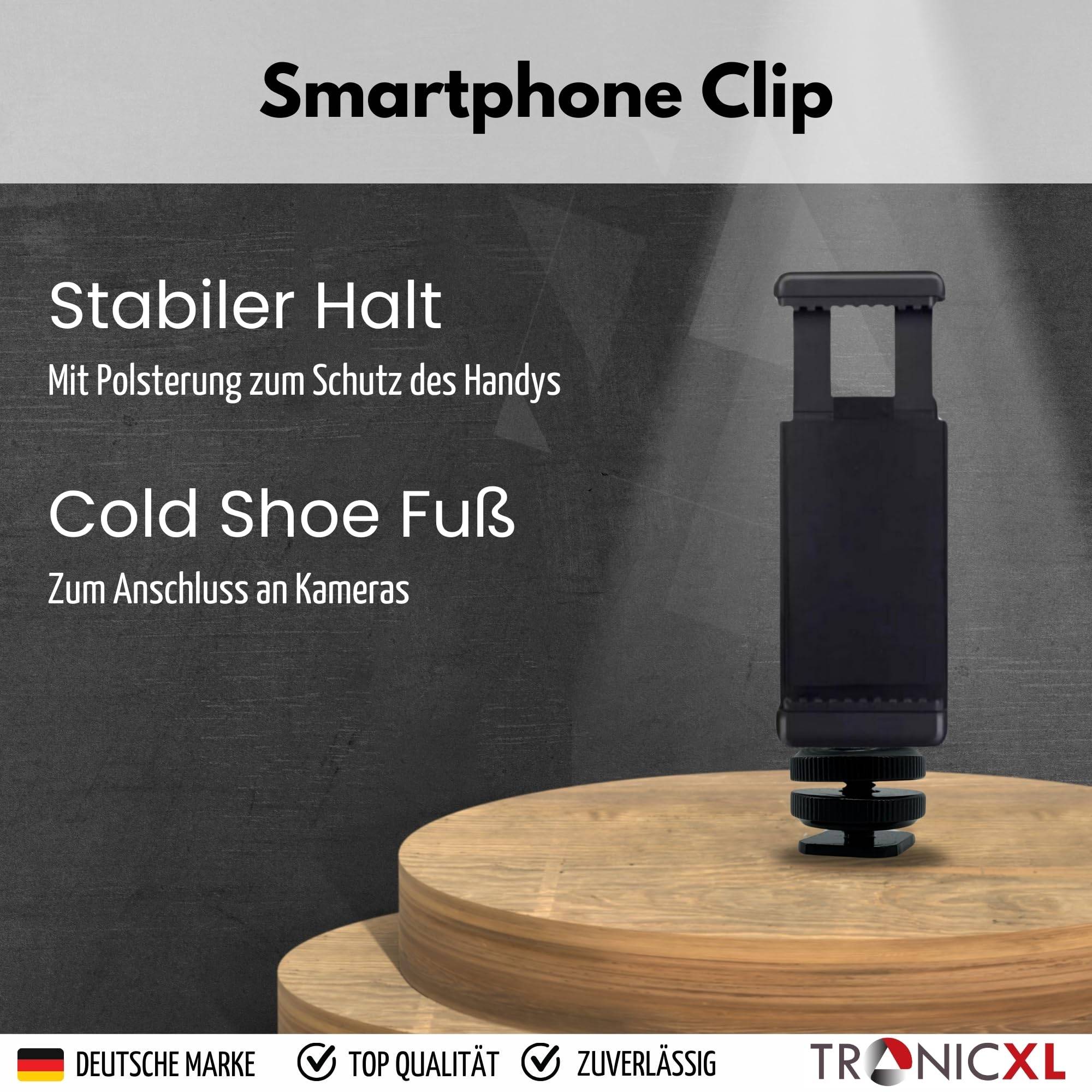 Smartphone Halterung mit Kugelkopf für Blitzschuh für Kamera Befestigung Handy kompatibel mit iPhone Handyhalterung Stativ Adapter ColdShoe Kaltschu