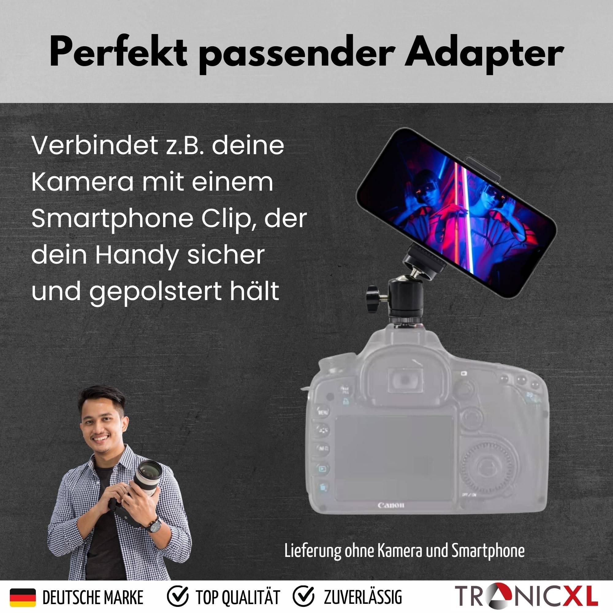 Smartphone Halterung mit Kugelkopf für Blitzschuh für Kamera Befestigung Handy kompatibel mit iPhone Handyhalterung Stativ Adapter ColdShoe Kaltschu